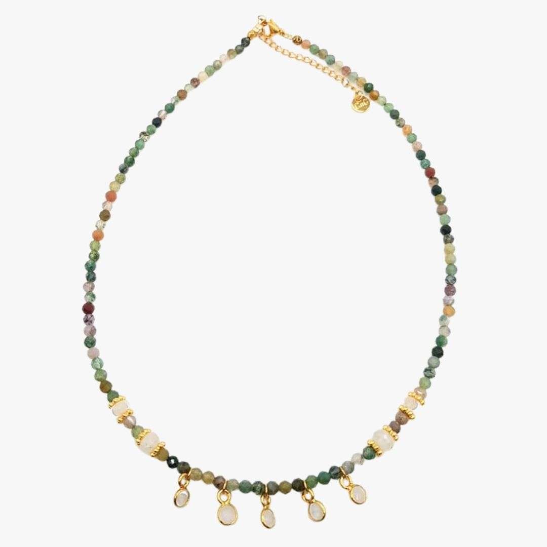 Indian agate necklace GINANDGER Green