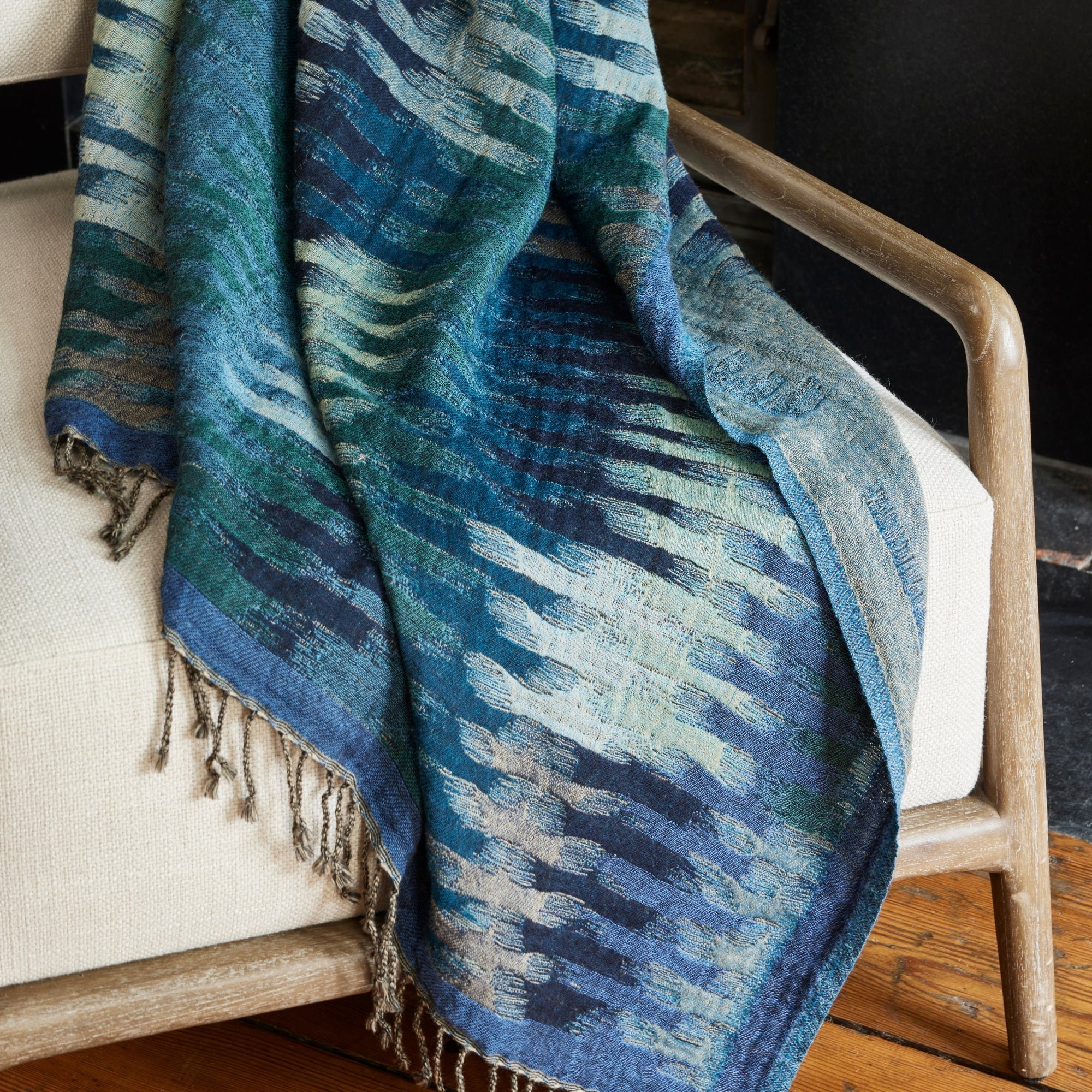 Plaid pure laine MADURA Bleu