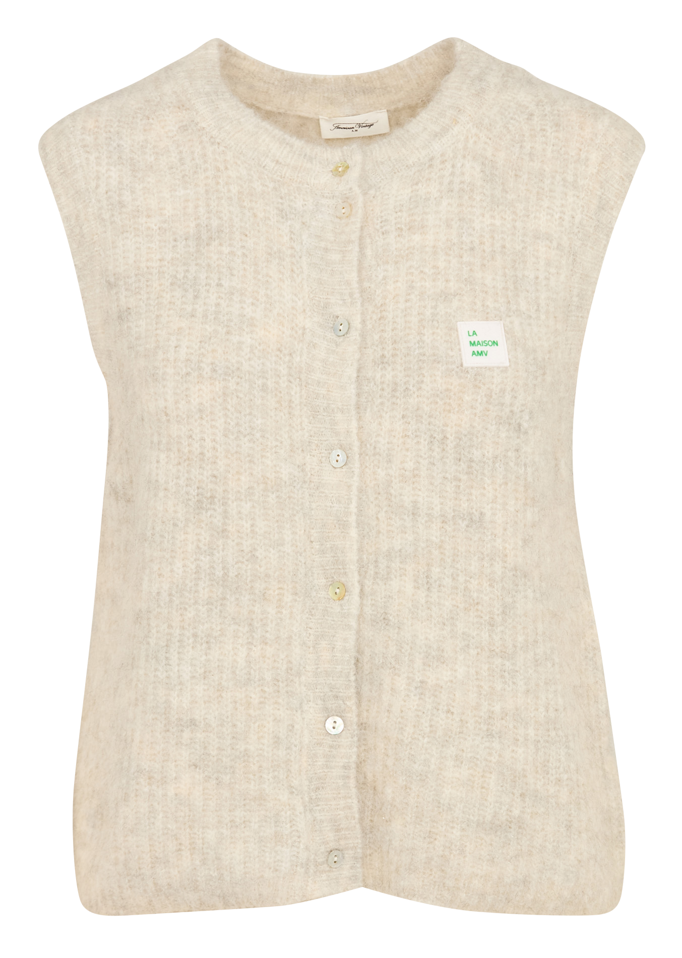 Geknöpfte Weste aus flauschigem Strick AMERICAN VINTAGE Beige