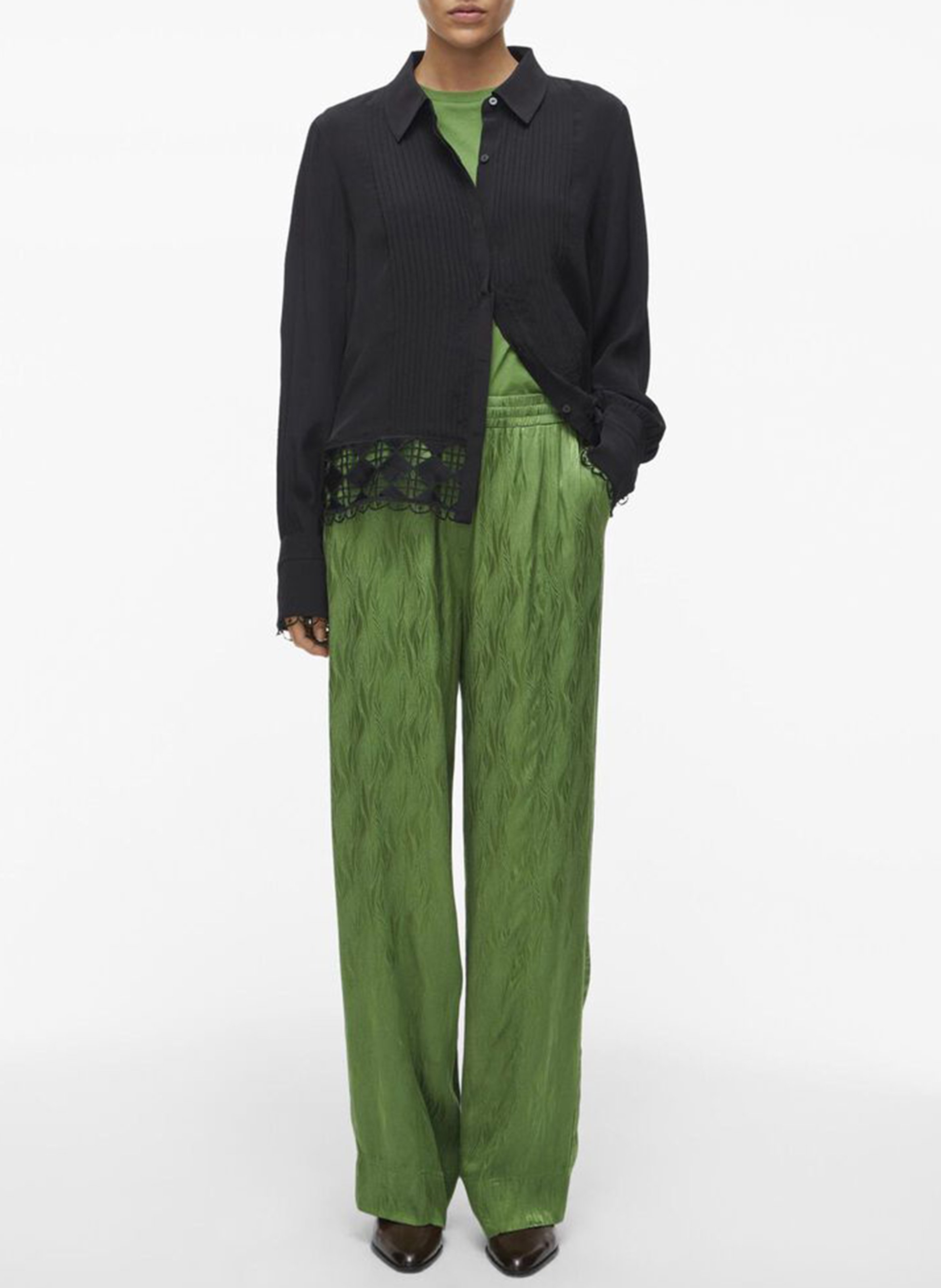 Straight jacquard printed pants ROUGE EDIT Green