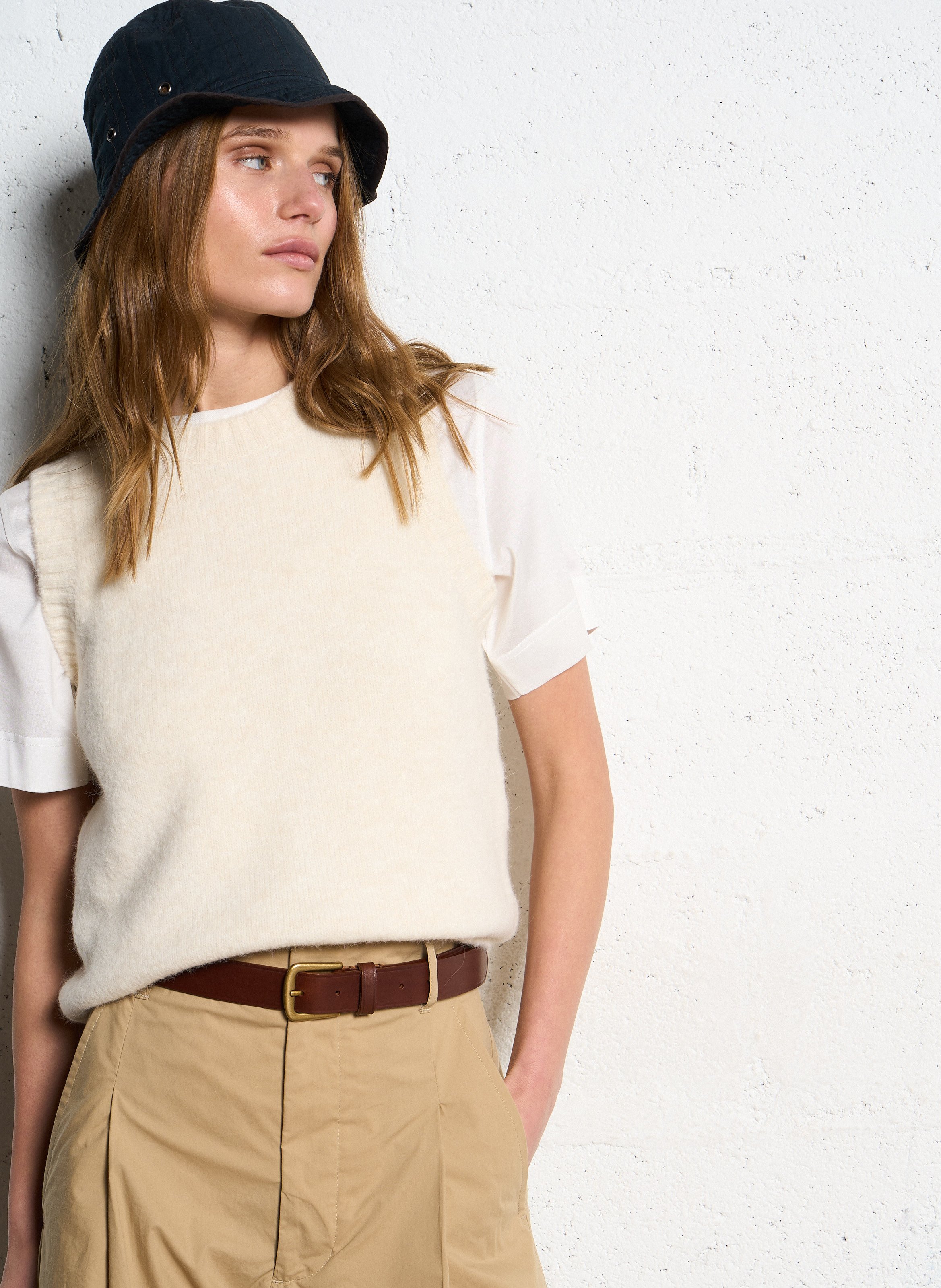 Pull col rond en maille douce SOEUR Beige