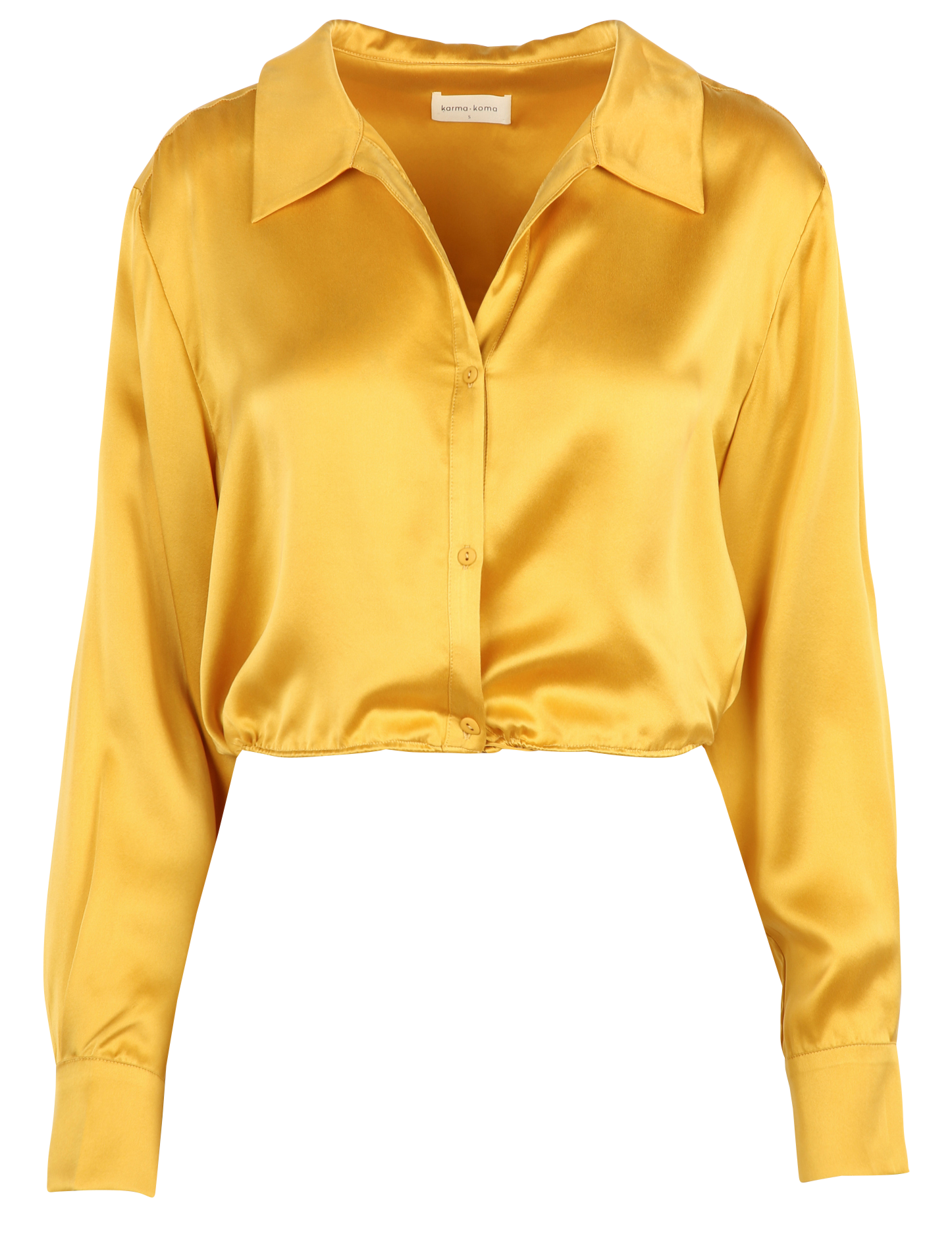Korte satijnen blouse met verstelbare pasvorm KARMA KOMA Geel