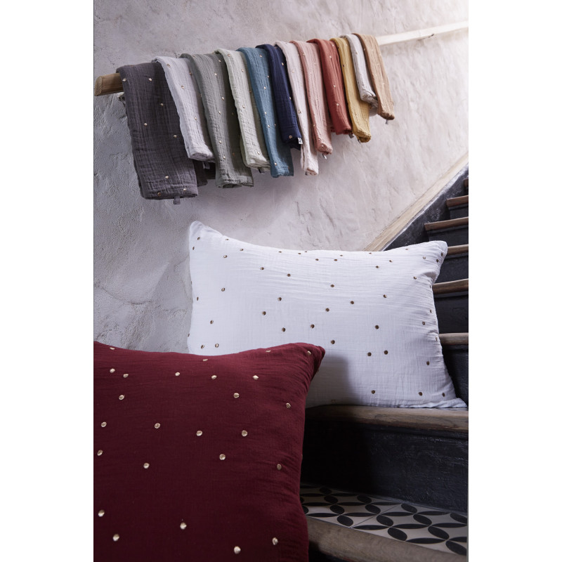 Cotton percale pillow case L'EFFET PAPILLON Grey