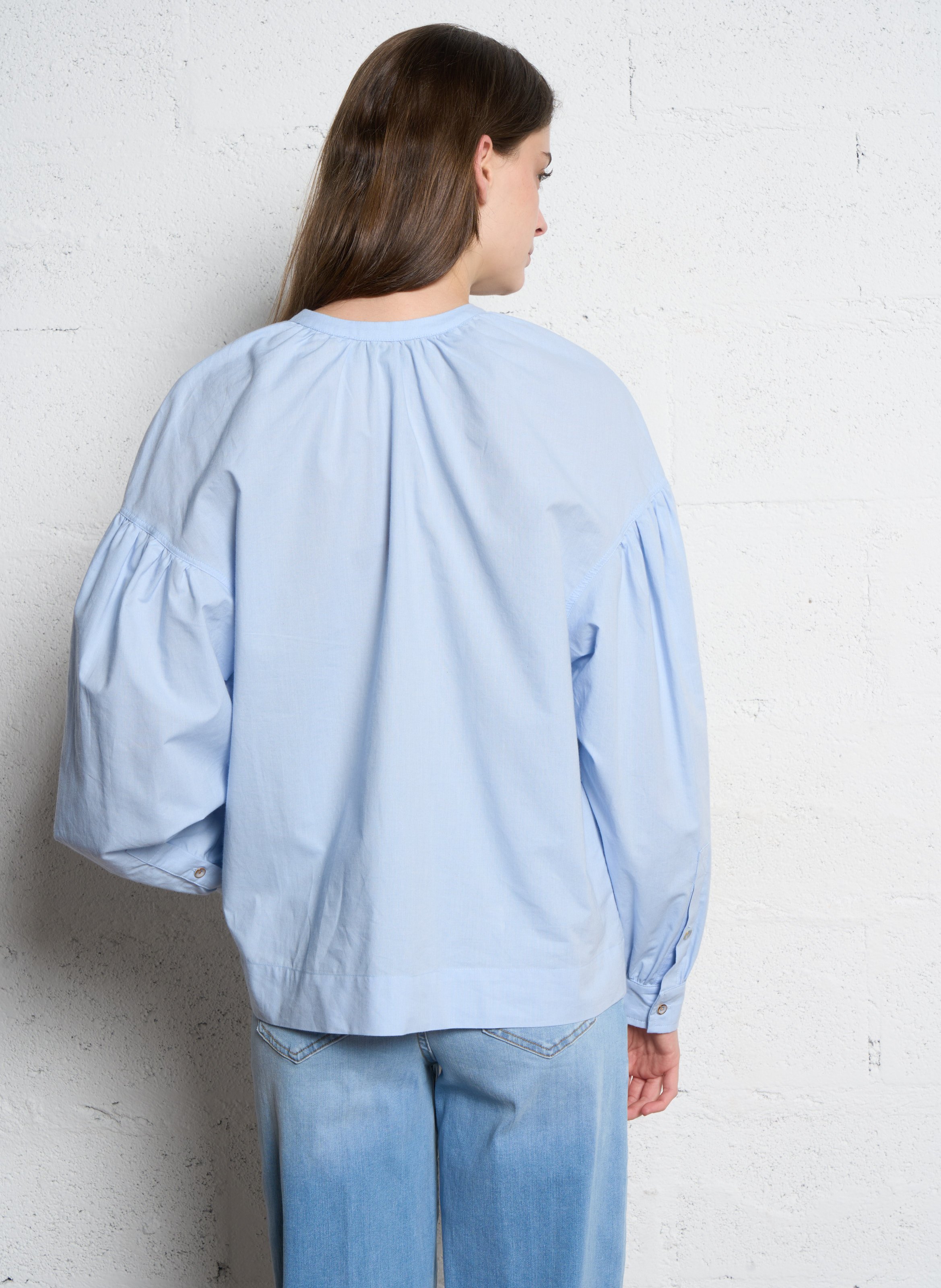 Round-neck cotton blouse TINSELS Blue