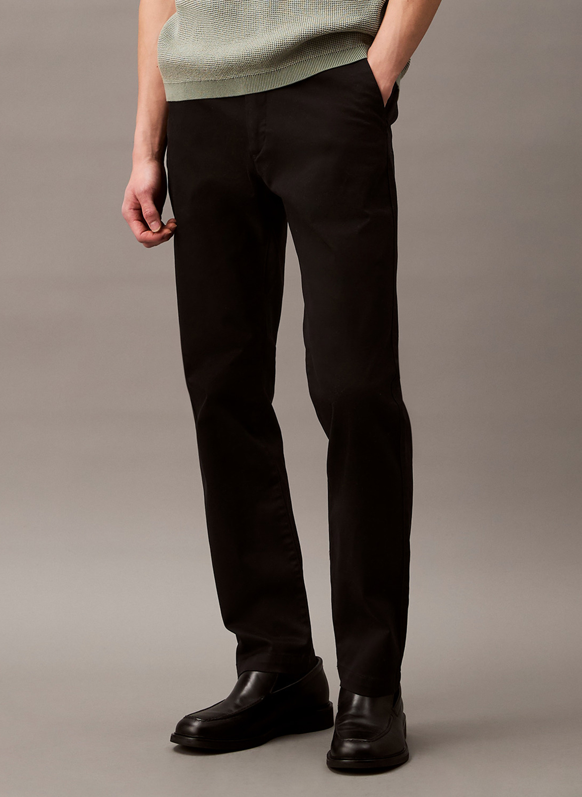 Pantalon droit en coton mélangé CALVIN KLEIN Noir