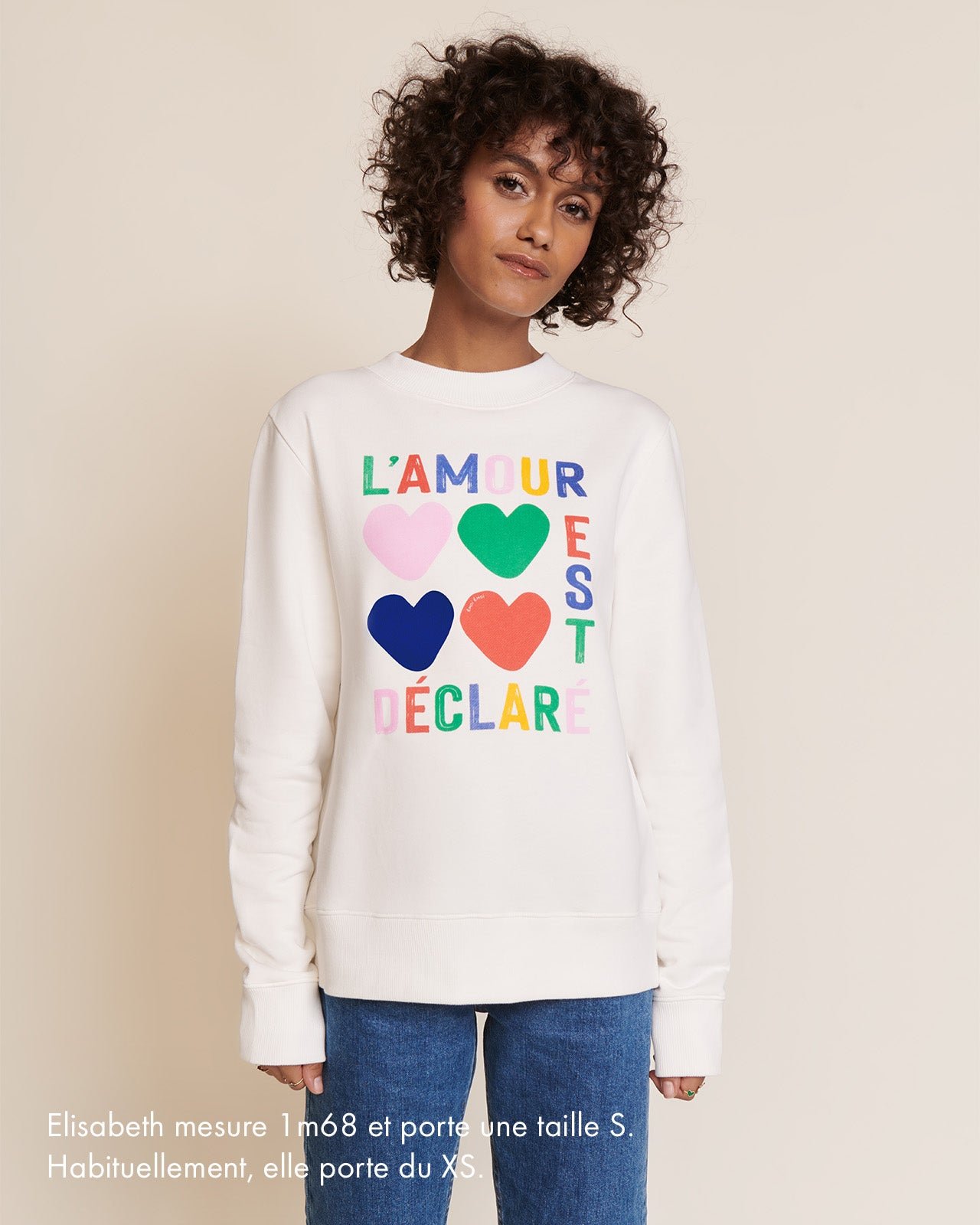 The "Love Declaration" sweatshirt is made of organic cotton. EMOI EMOI Multicolored