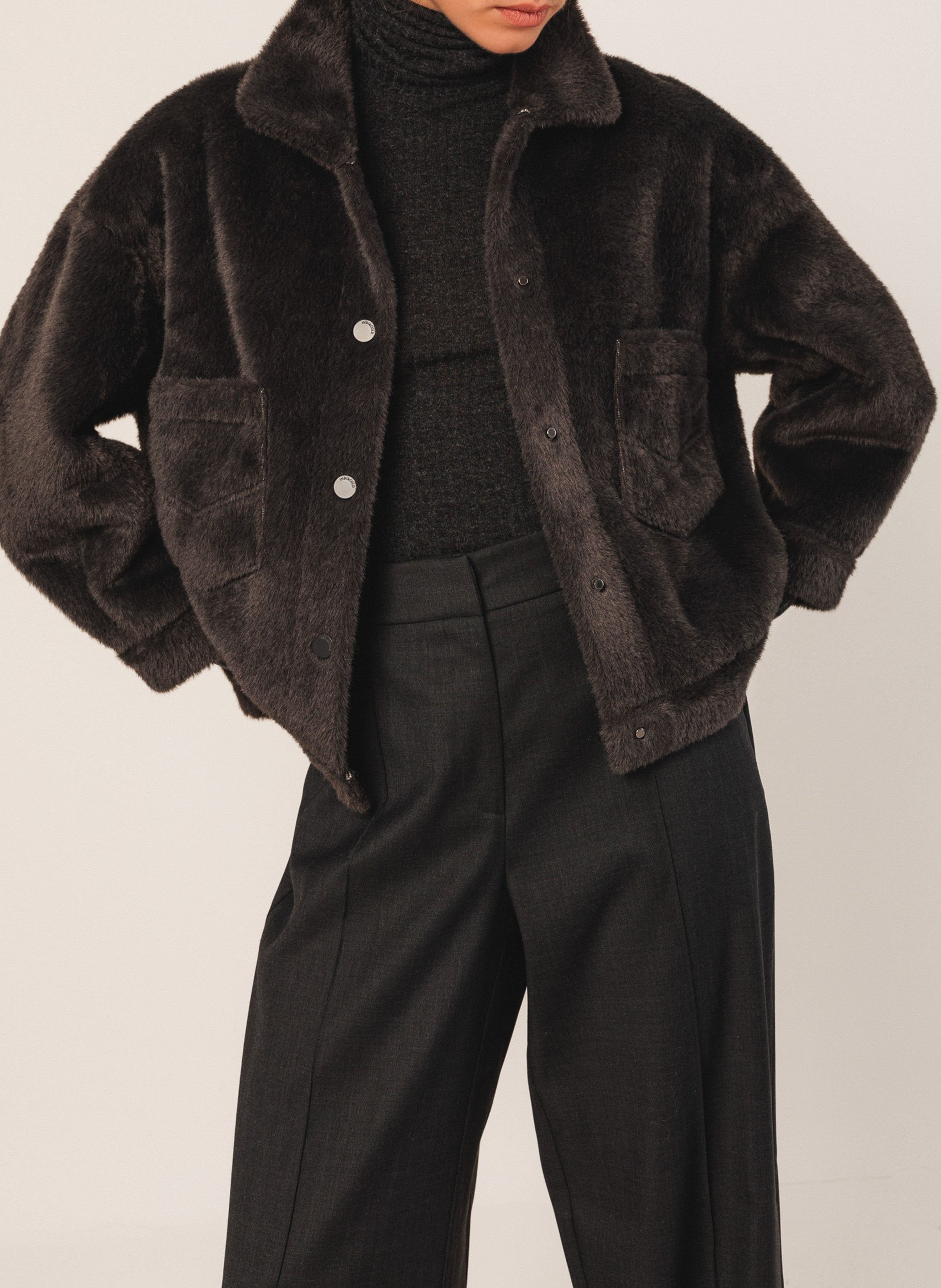 Veste oversize col classique INDI & COLD Noir