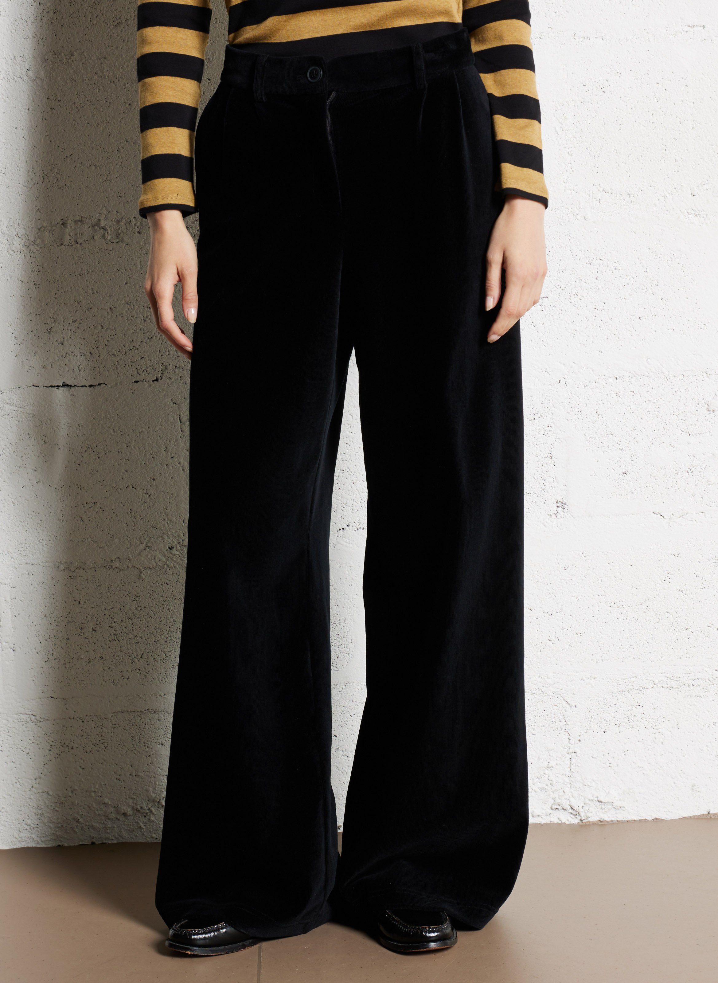 Pantalon large en coton mélangé NICE THINGS Noir