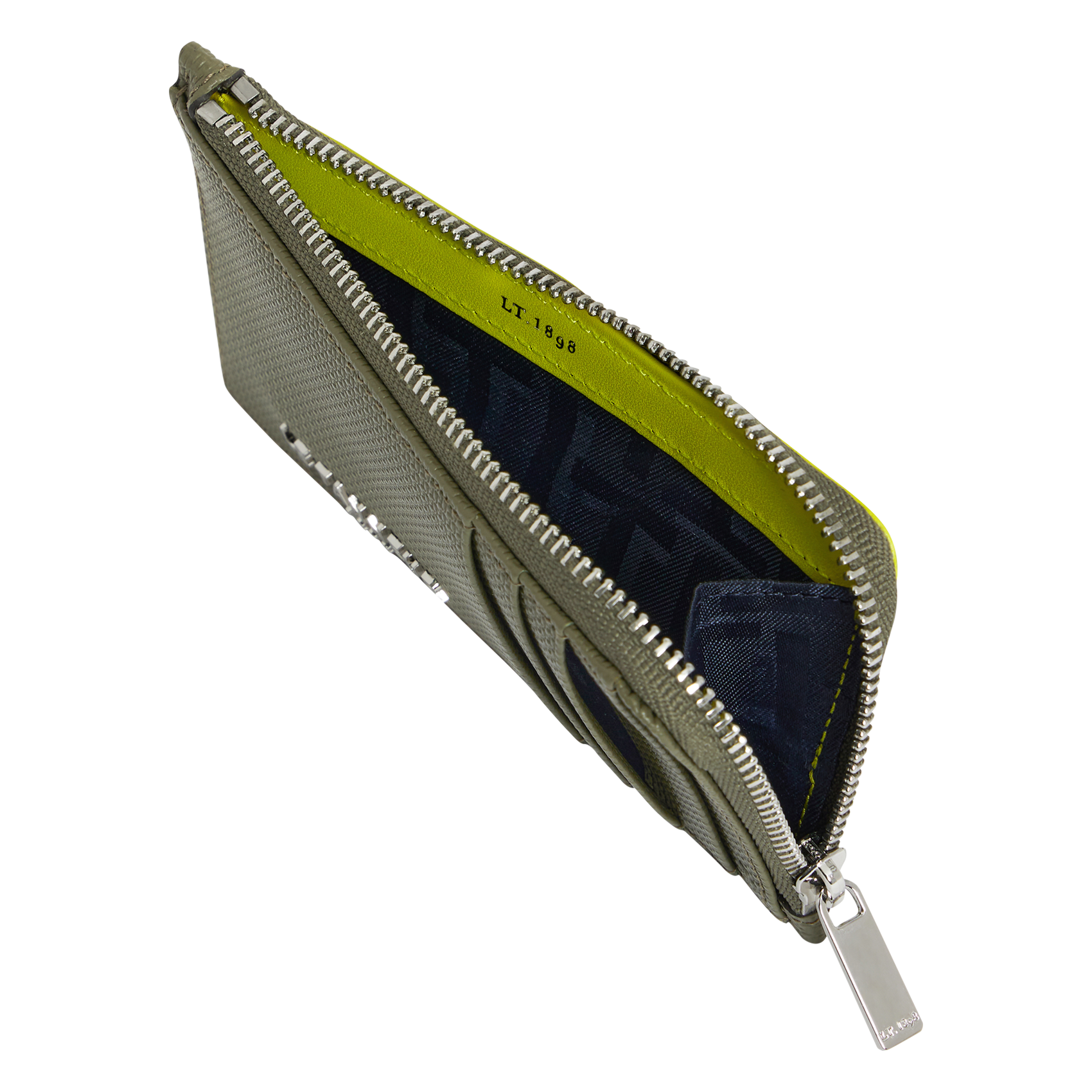 Leren pasjeshouder met ritsje en monogram LE TANNEUR Groen