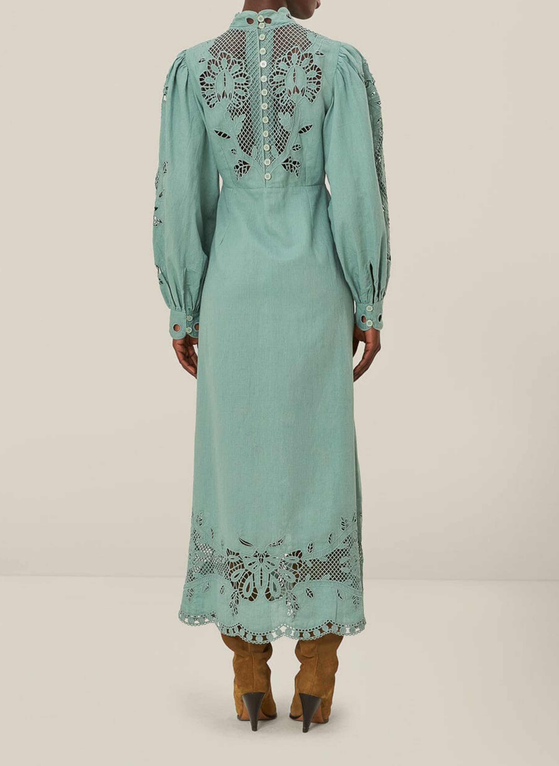 Midi dress with high neck in broderie anglaise FARM RIO Multicolored