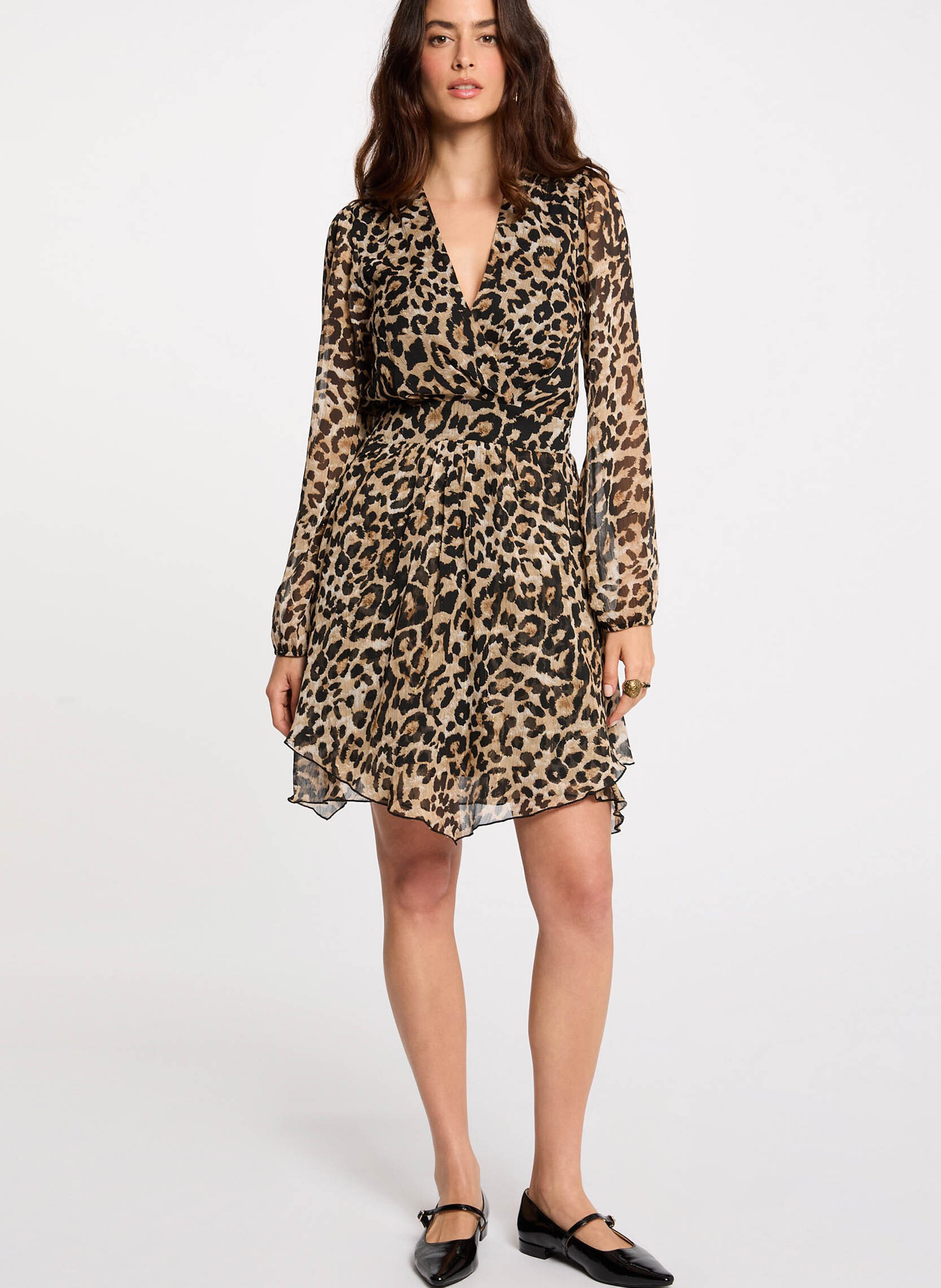 Robe courte col v imprimée  MORGAN Multicolore