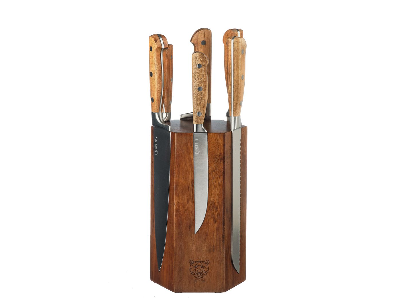 Jakob Imatra kitchen knife block - 7 pieces BJORN Brown