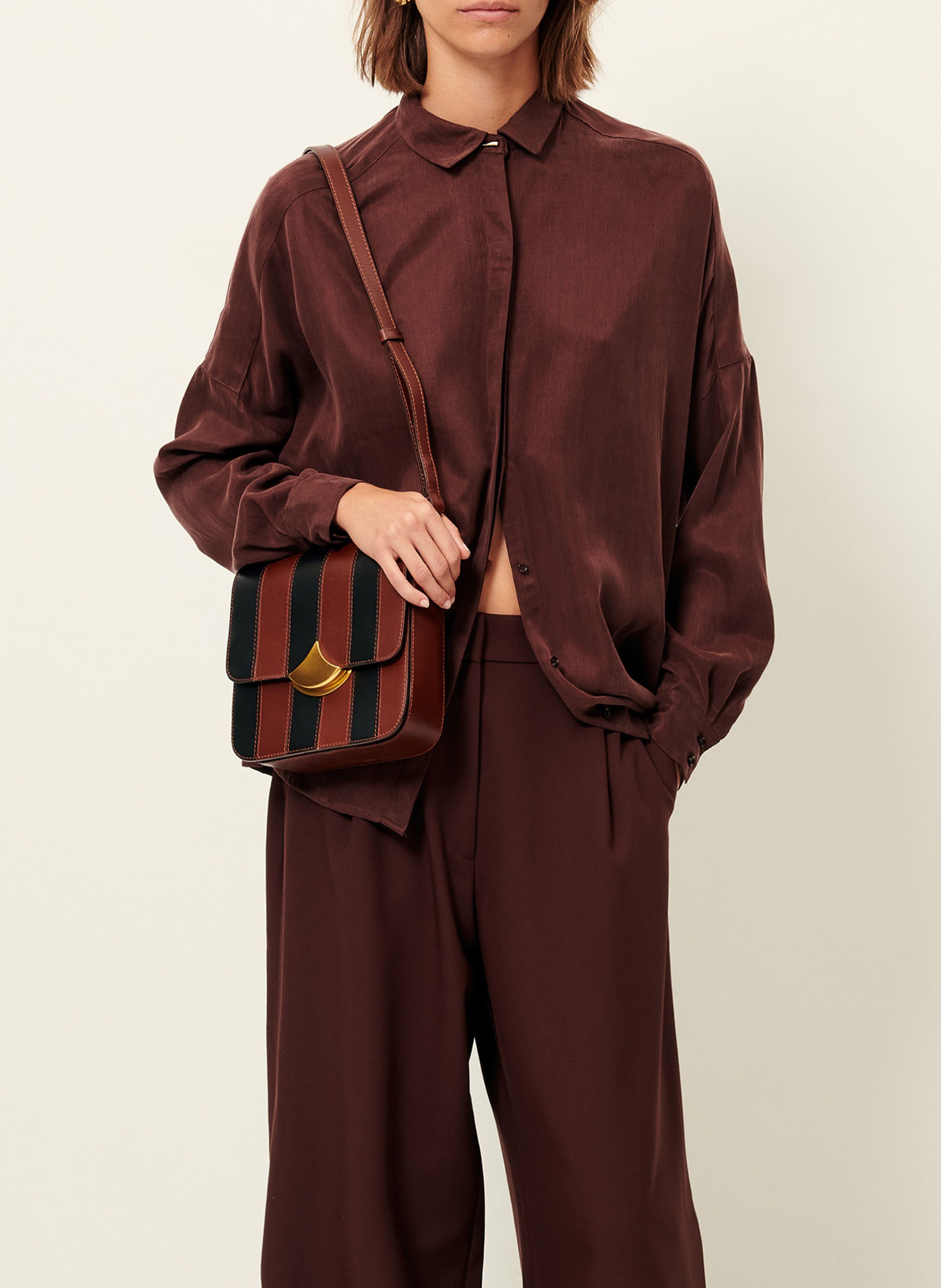 Chemise col classique satinée  SESSUN Marron