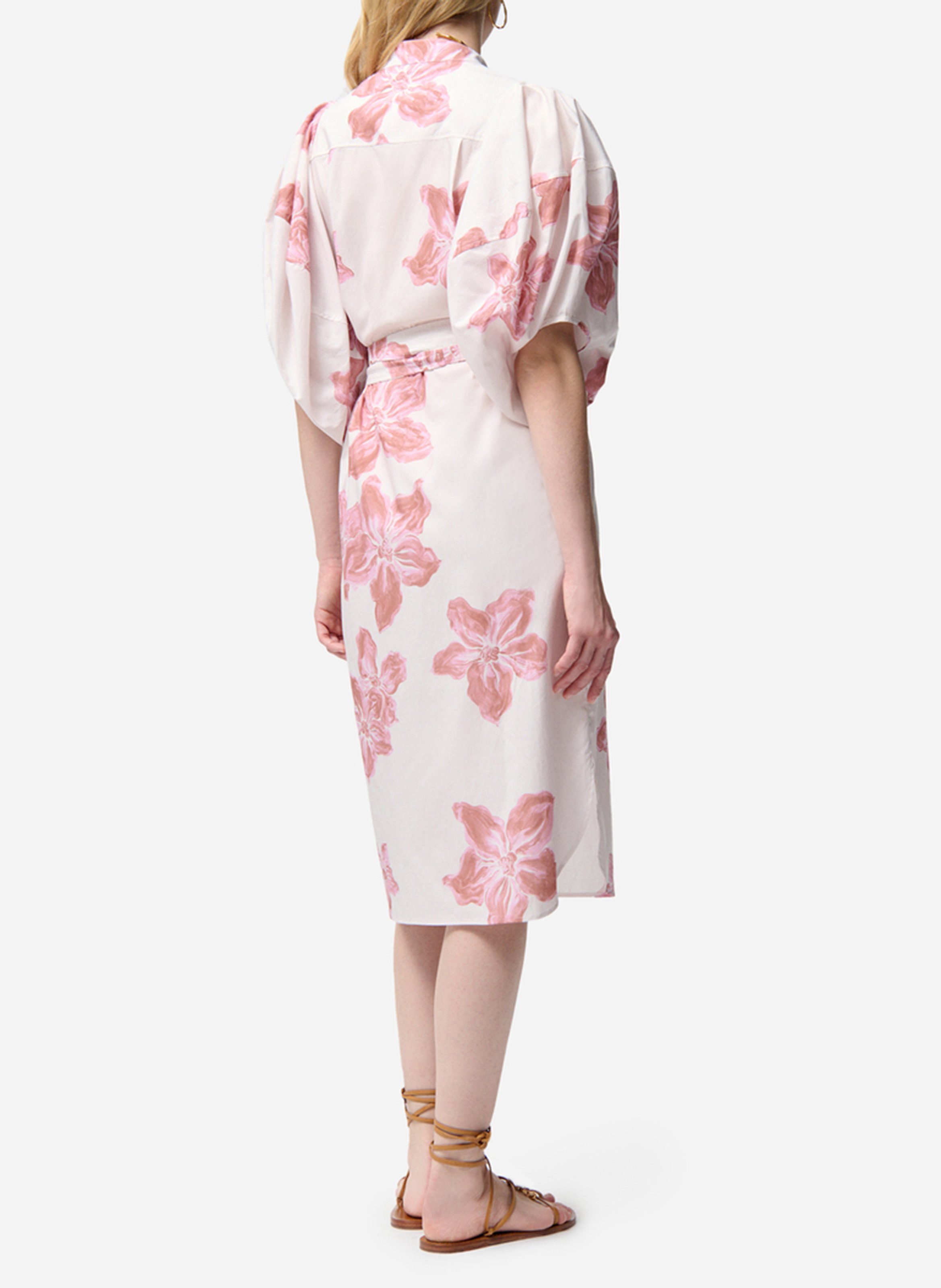 Long printed round-neck dress VANESSA BRUNO Pink