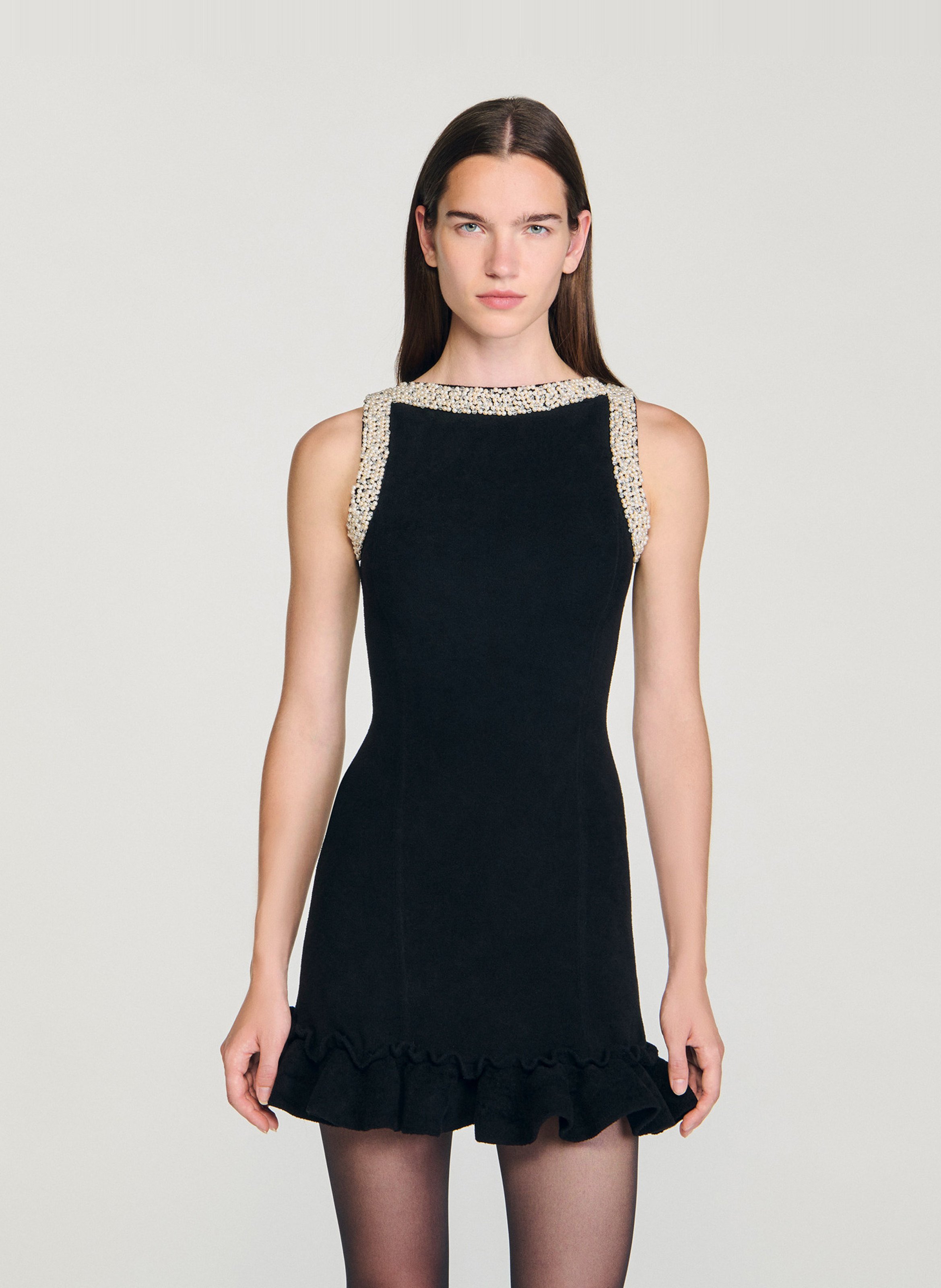 Robe courte col rond  SANDRO Noir