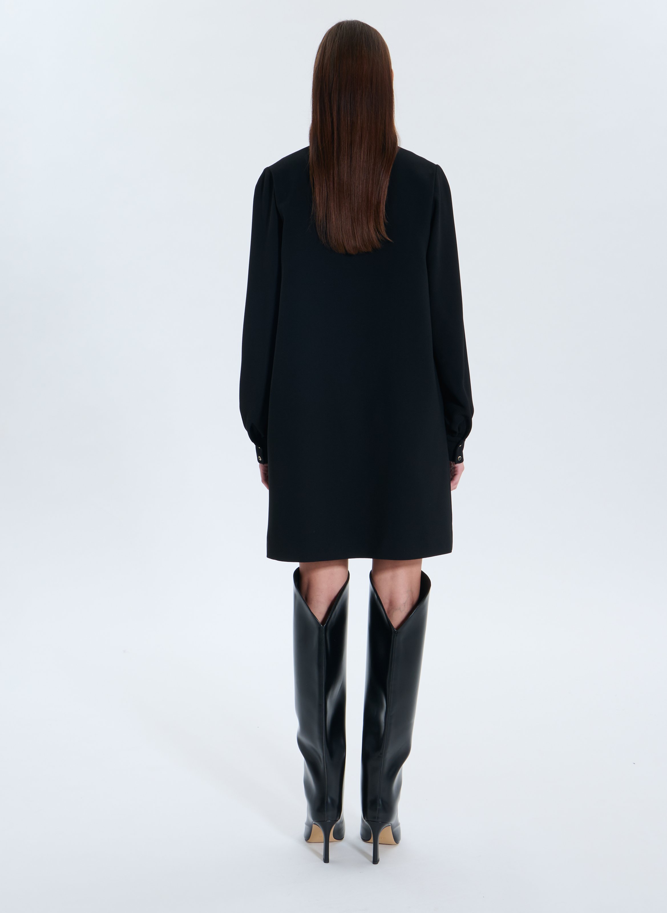 Short straight V-neck dress ZAPA Black