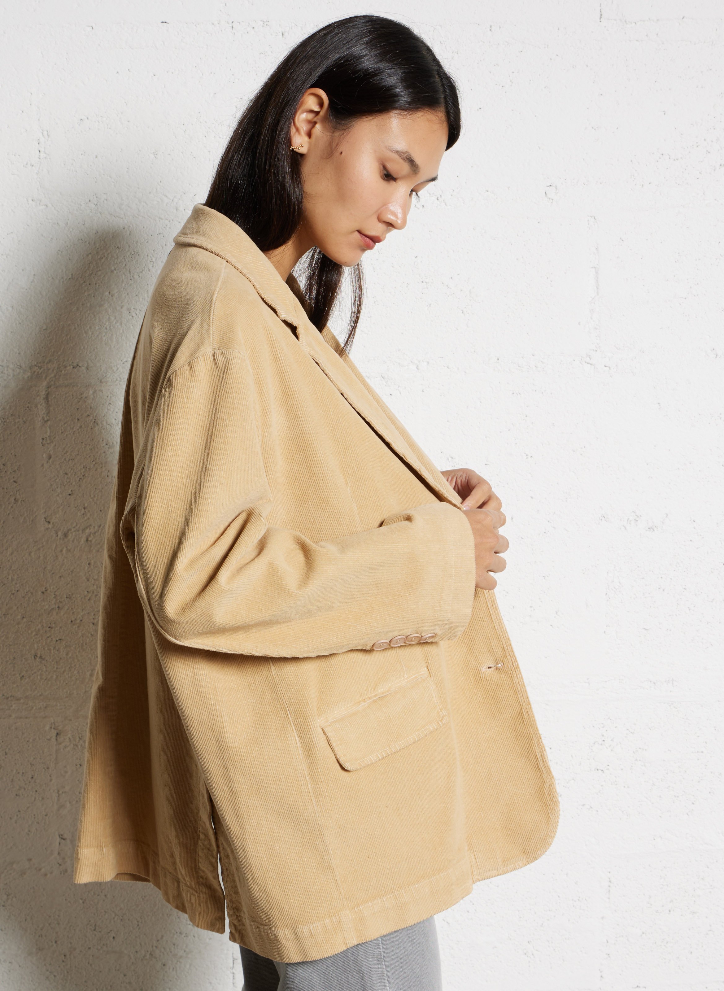 Veste oversize en coton mélangé PLEASE Beige