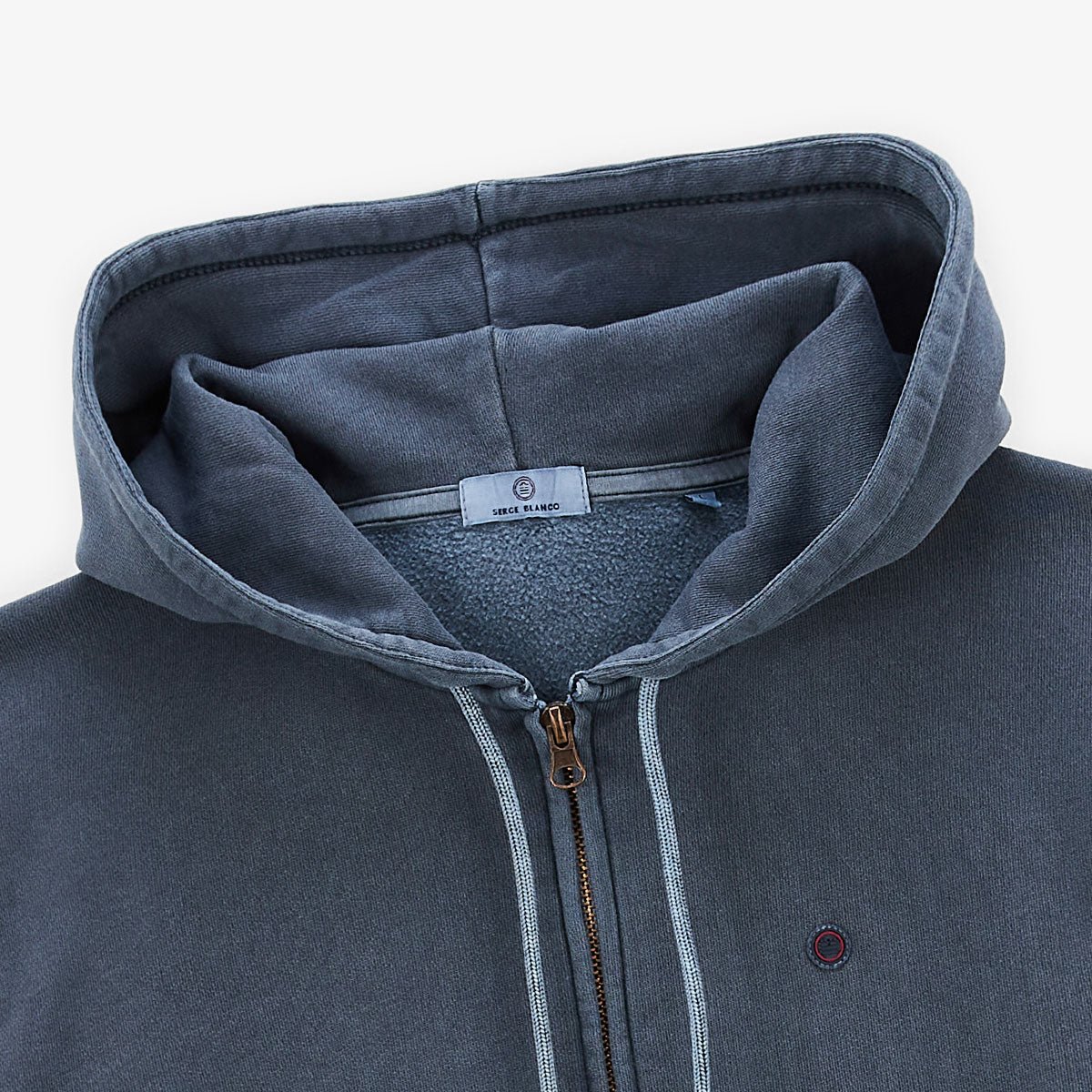 Hooded cotton sweatshirt with zip  SERGE BLANCO Blue