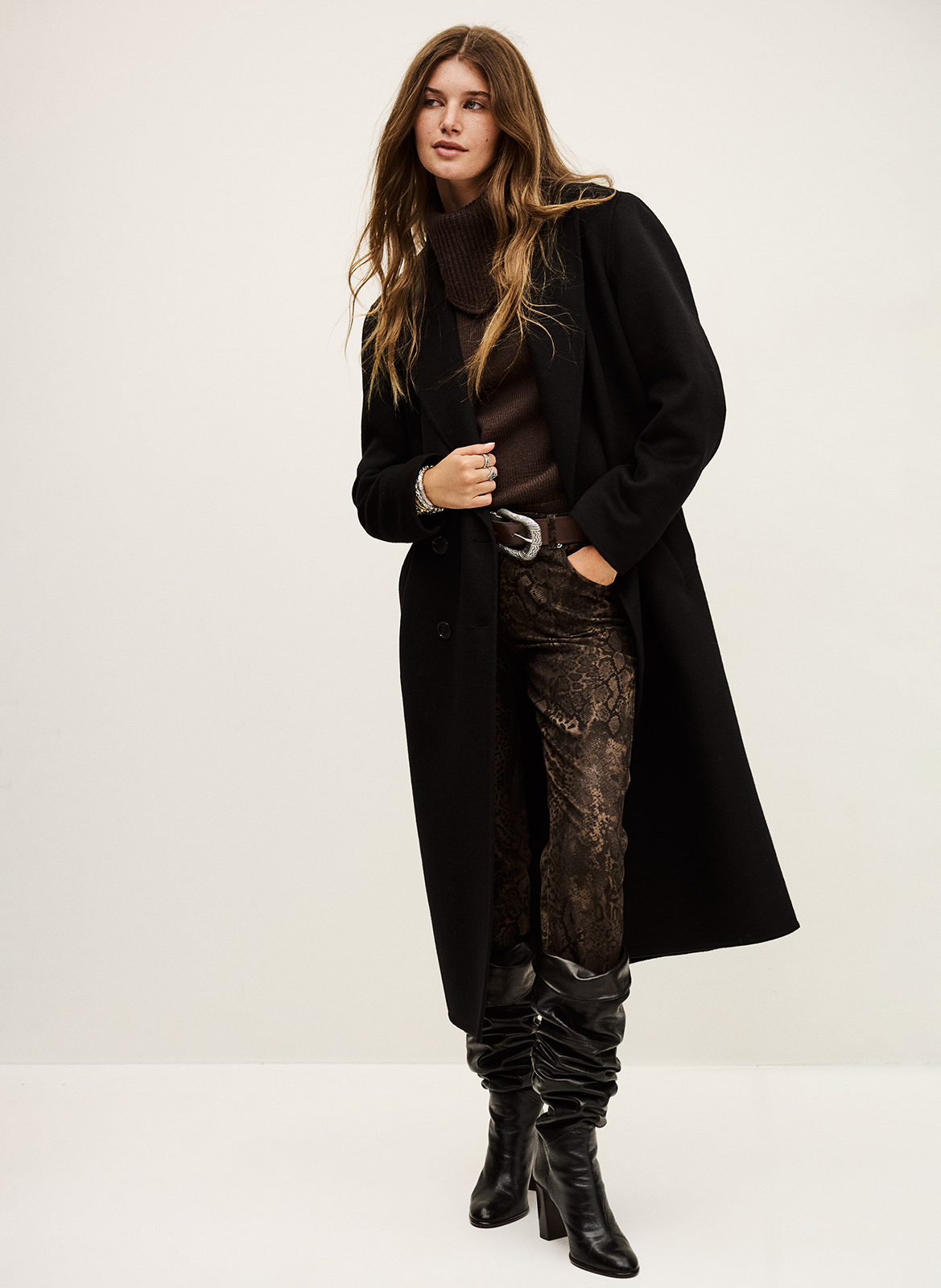Oversized wool-blend coat with tailored collar BA&SH Black