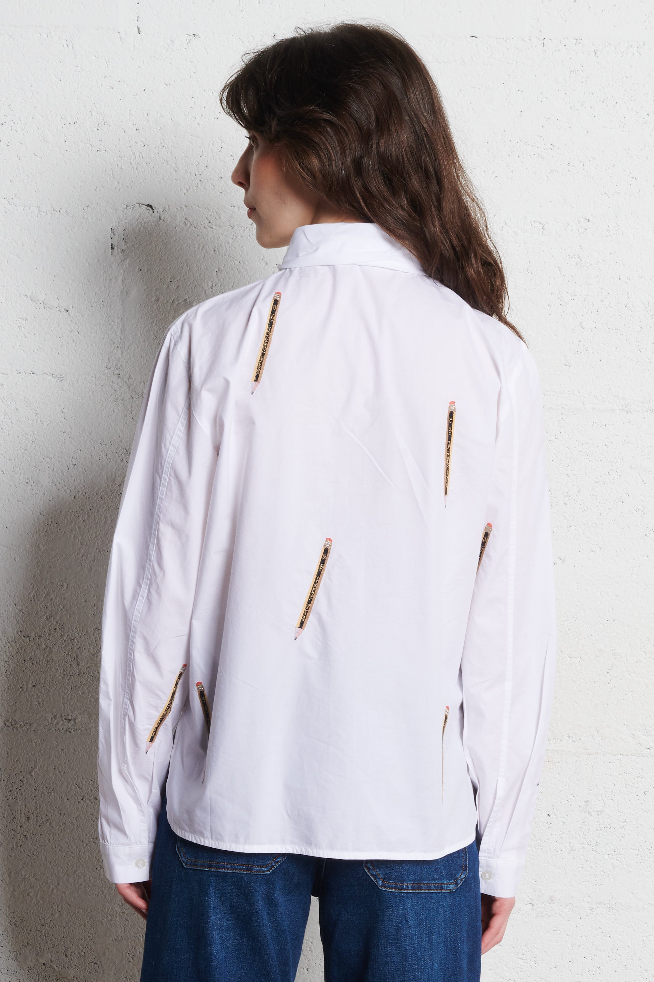 Oversize Bio-Baumwollhemd mit Rundhalsausschnitt STELLA NOVA Weiss