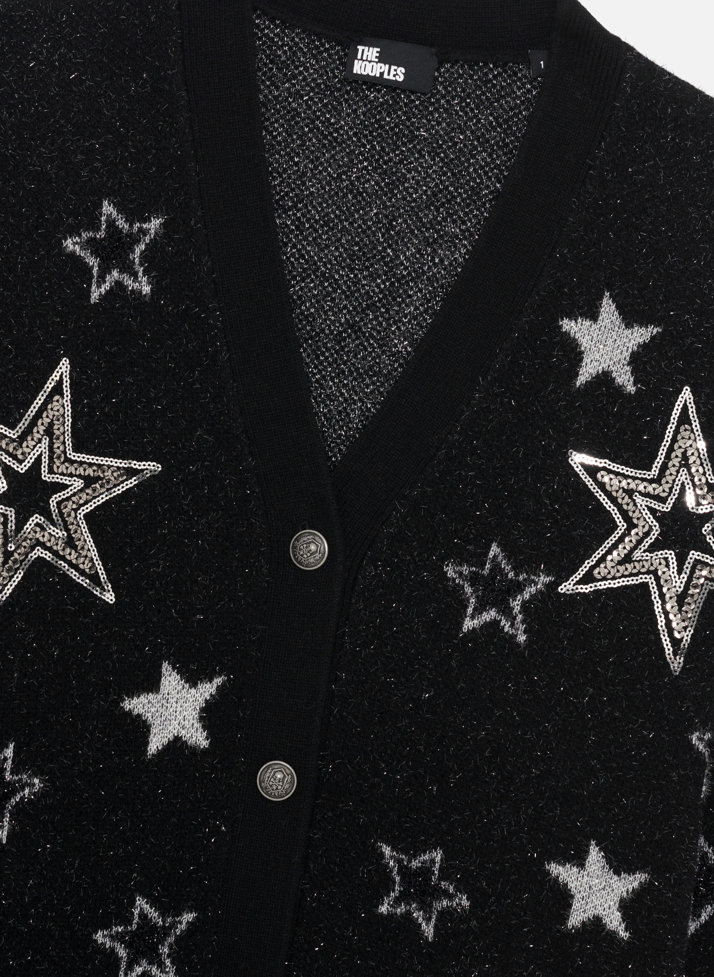 Cardigan with star sequin and lurex motif THE KOOPLES Black