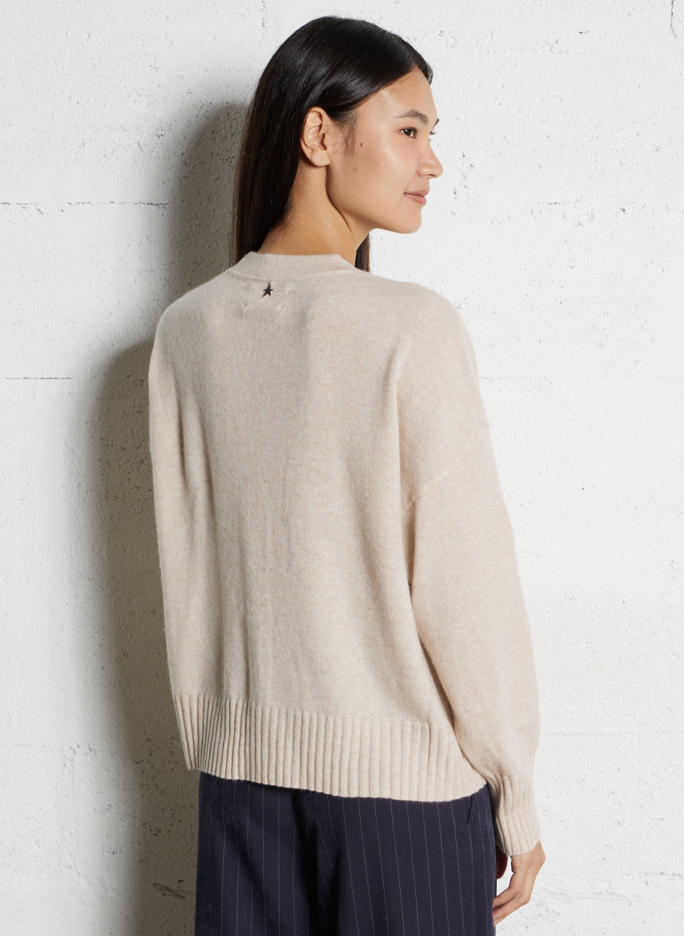 Fließendes Kaschmir-Weste mit V-Ausschnitt SUD EXPRESS Beige