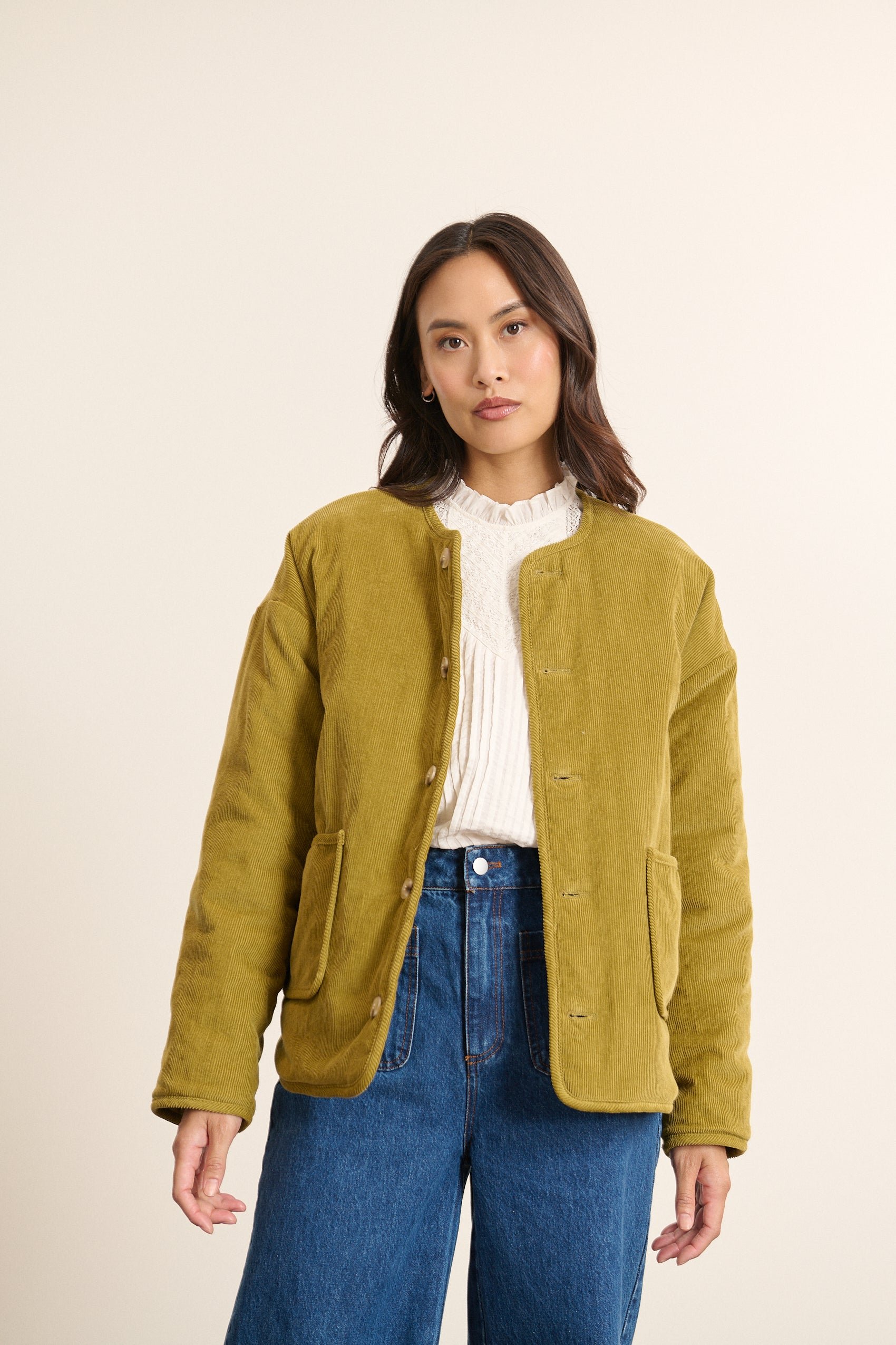 Reversible corduroy jacket GARANCE PARIS Green