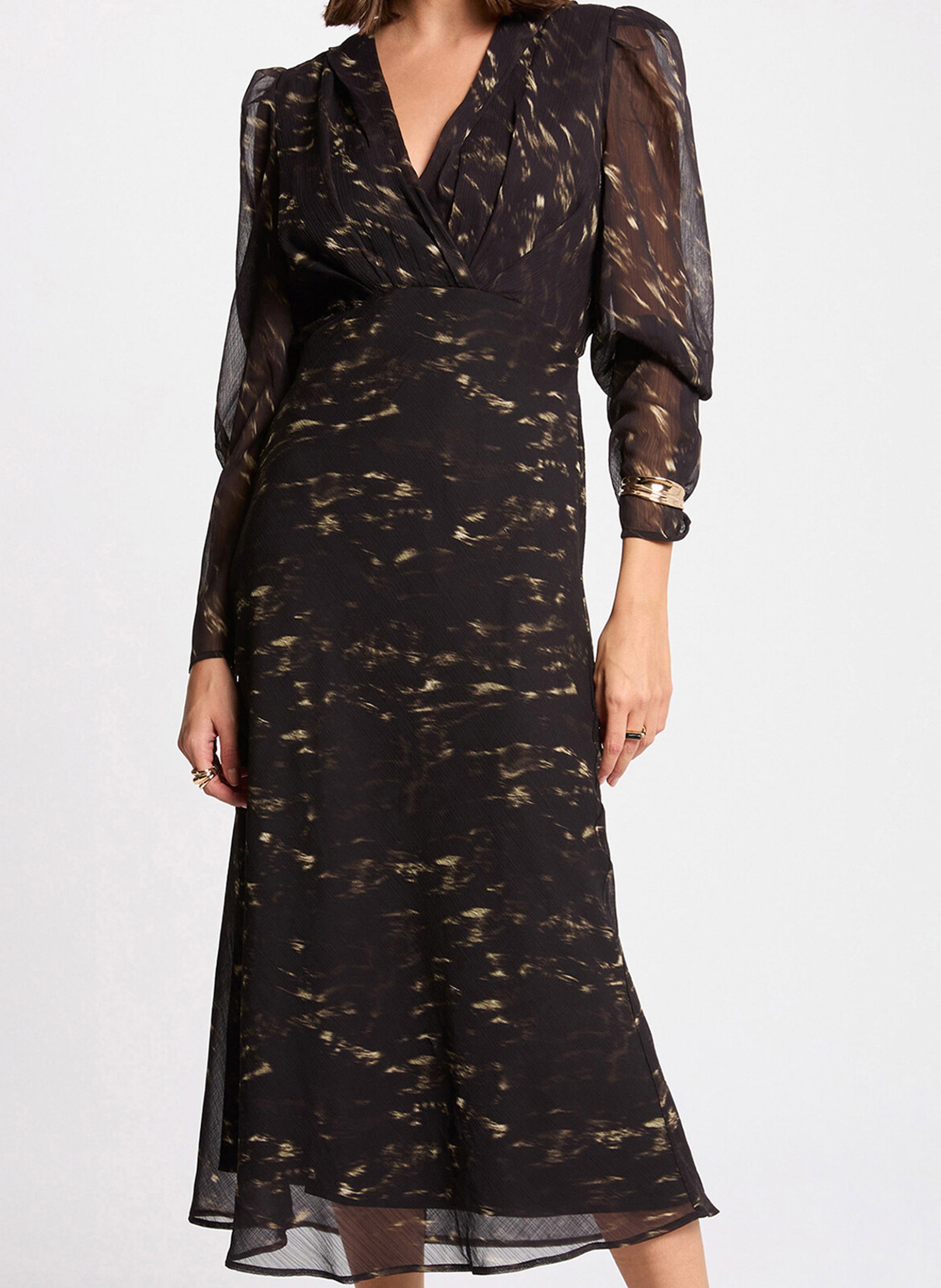 Robe longue évasée col V MORGAN Multicolore