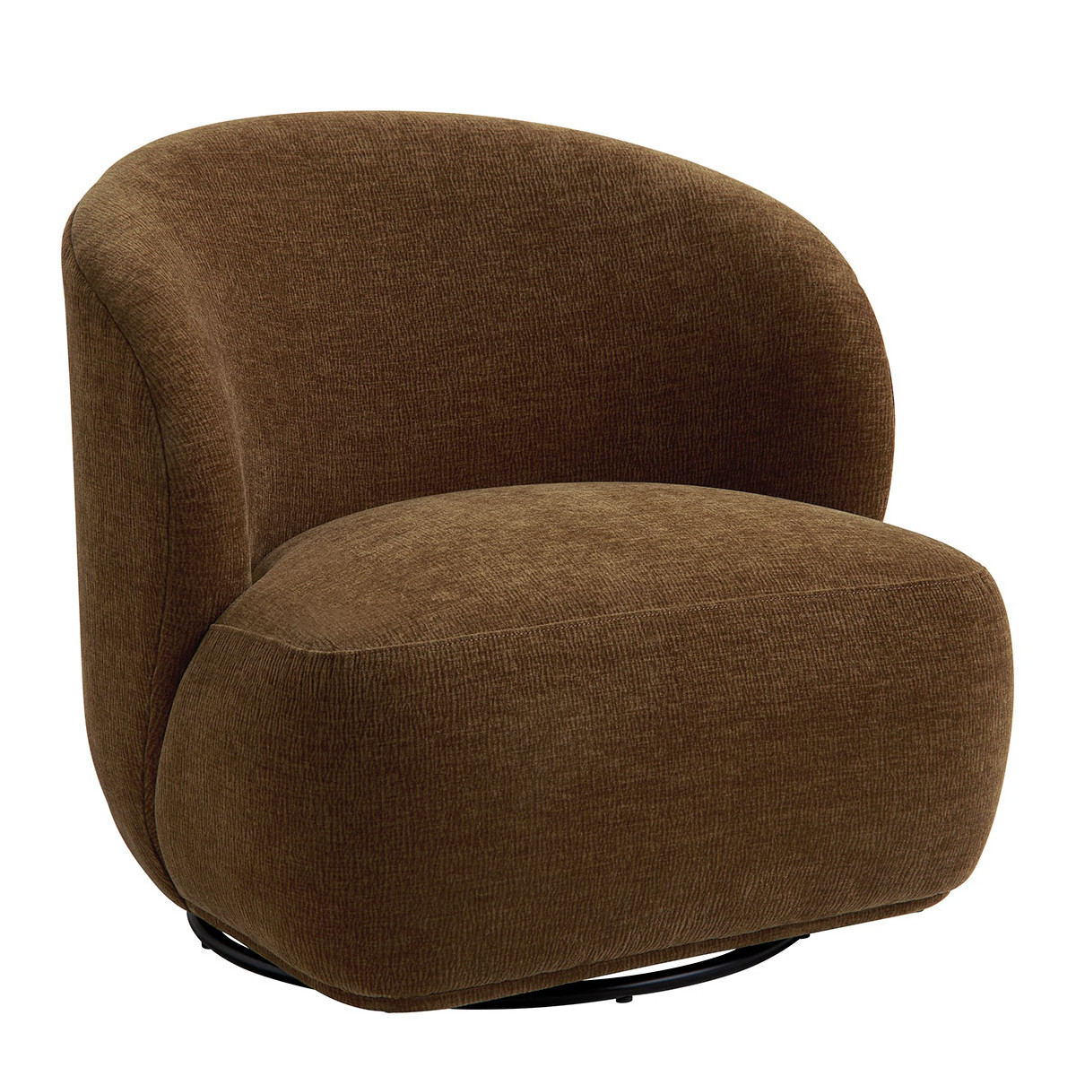 Lisette swivel armchair in marbled velvet fabric - tobacco BLANC D'IVOIRE Brown