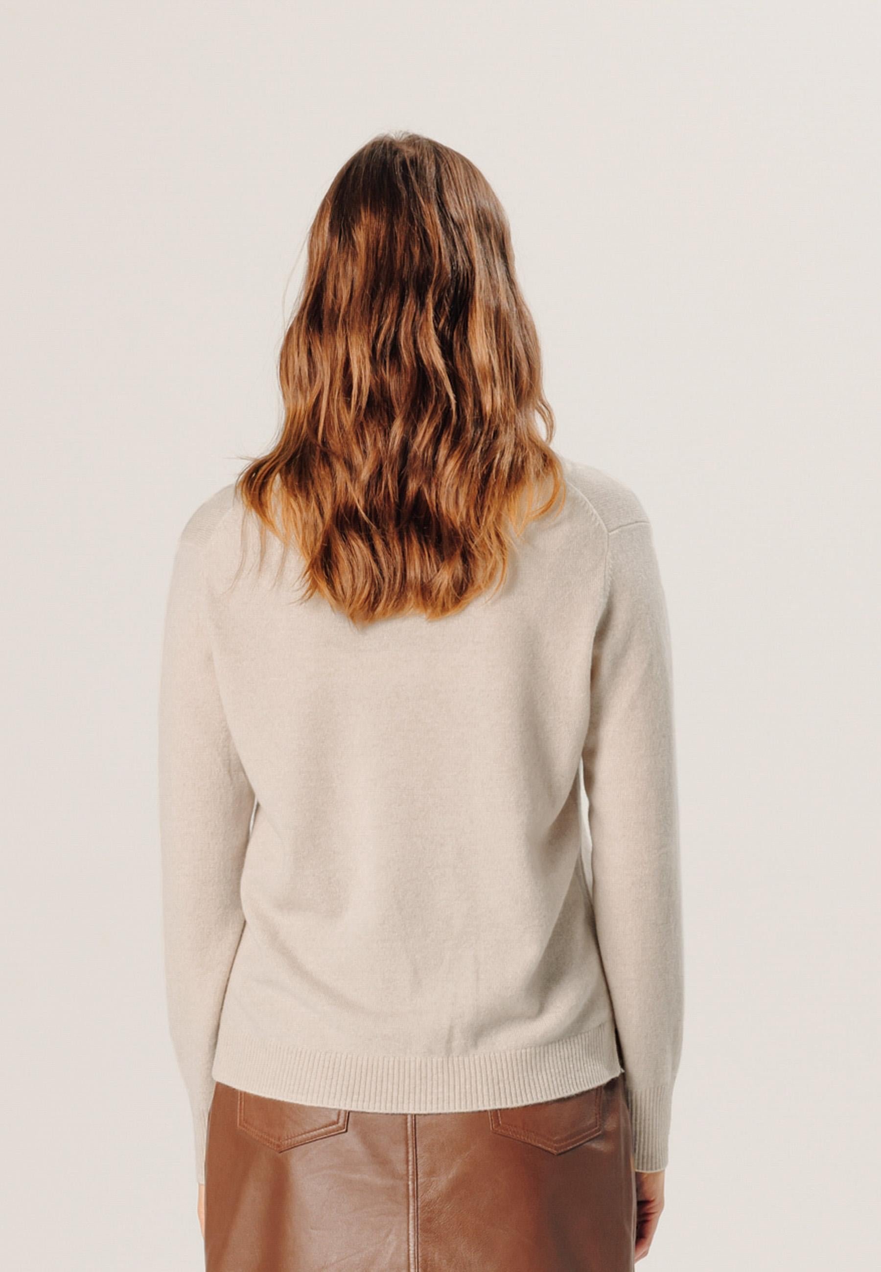 Cashmere Tunisian collar sweater RODIER Beige