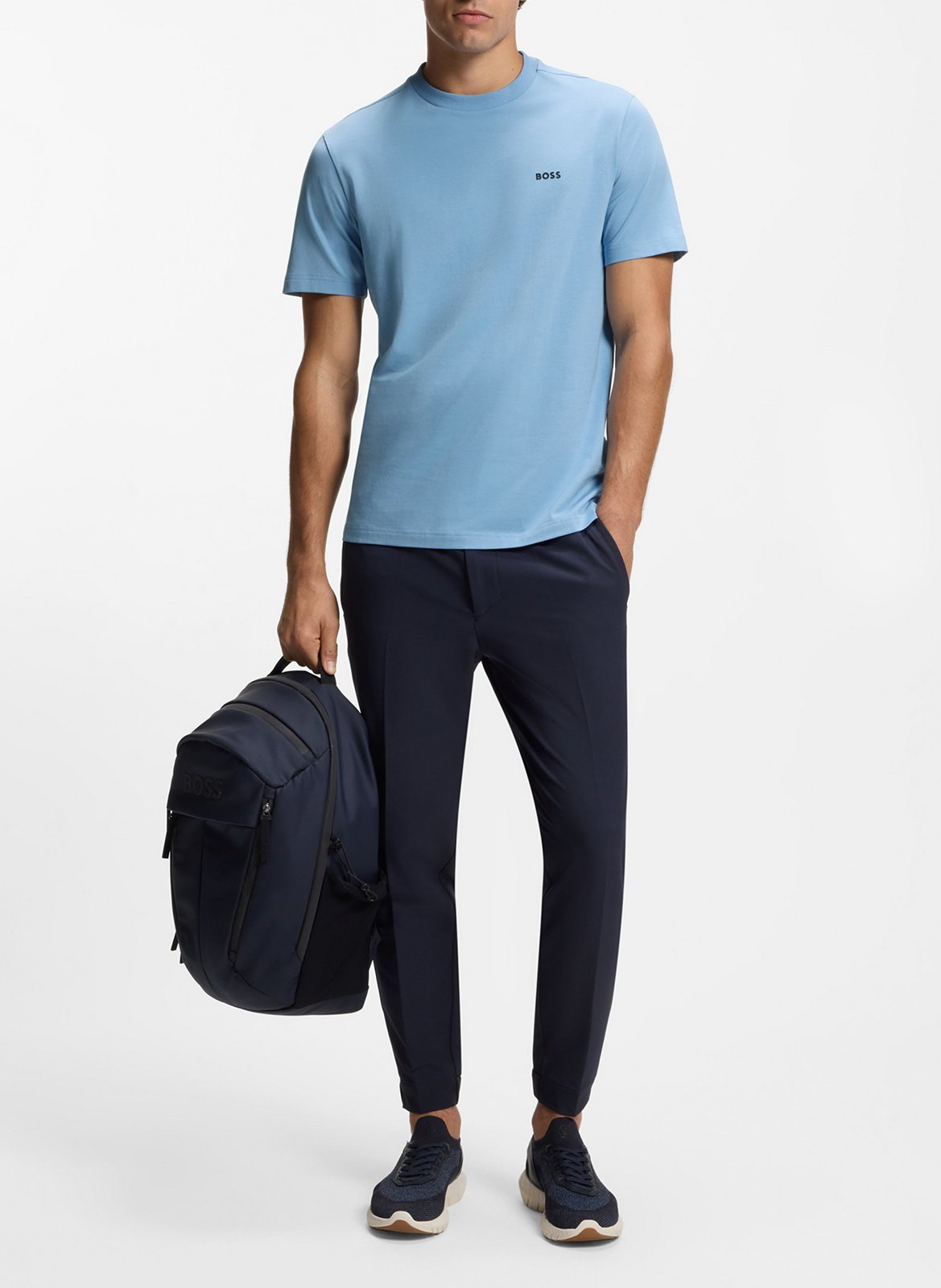 Basic cotton-mix T-shirt BOSS Blue