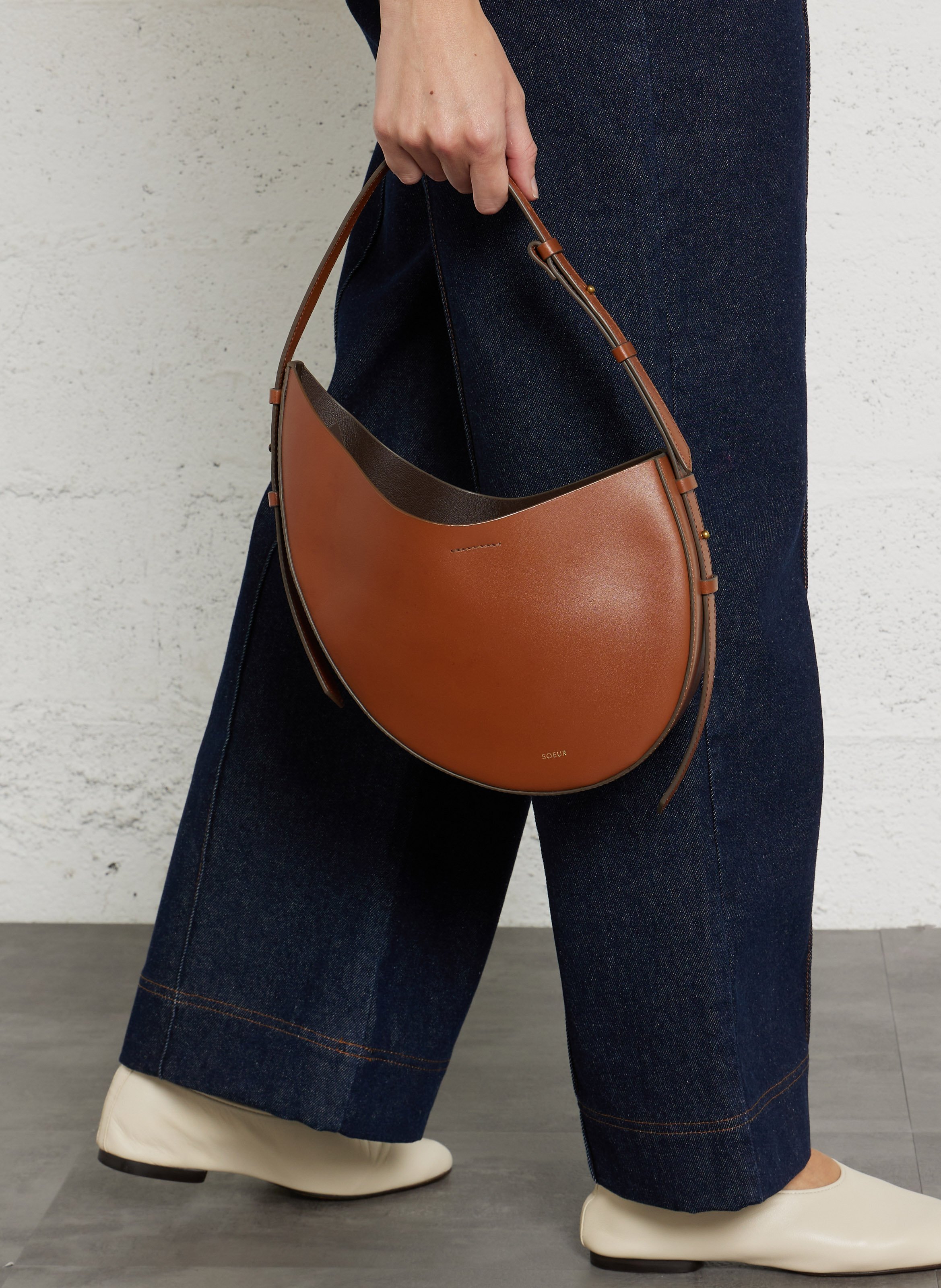 Tasche aus Glattleder SOEUR Beige