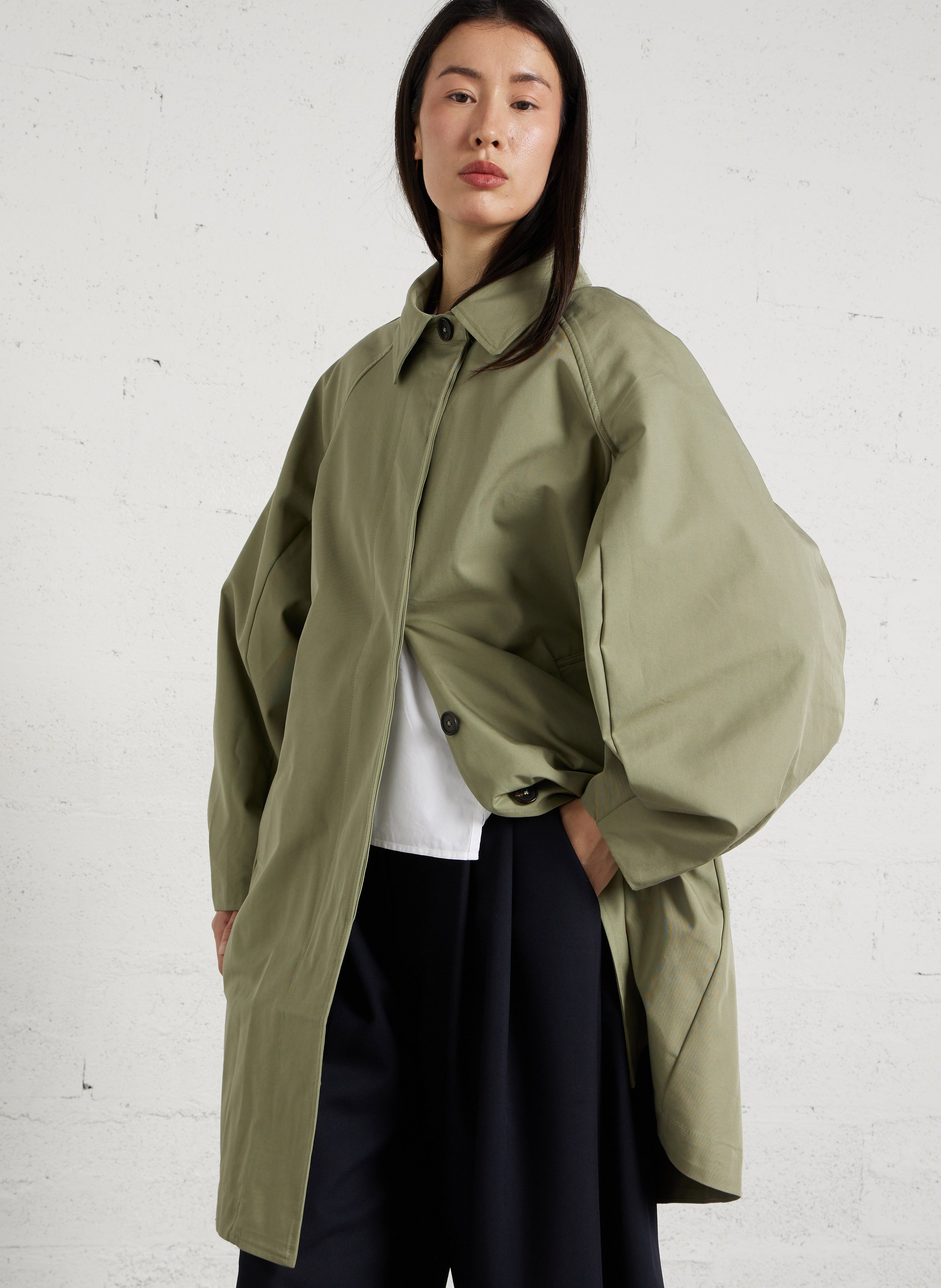 Manteau col classique en coton mélangé BELLEROSE Vert