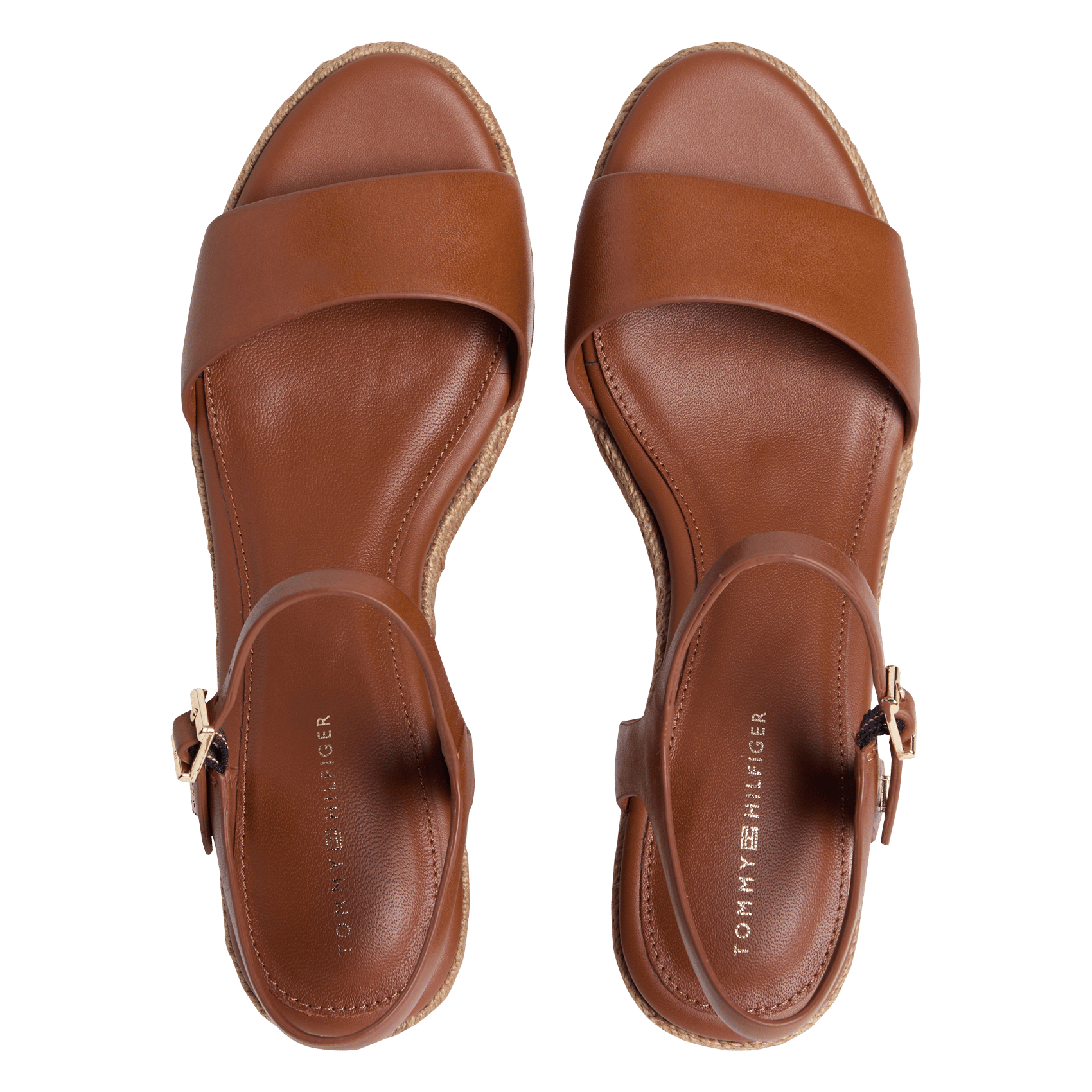 Solid leather wedge sandals TOMMY HILFIGER Brown
