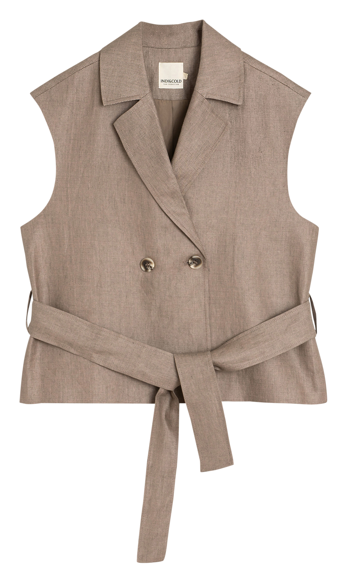 Veste tailleur sans manches ceinturée INDI & COLD Gris