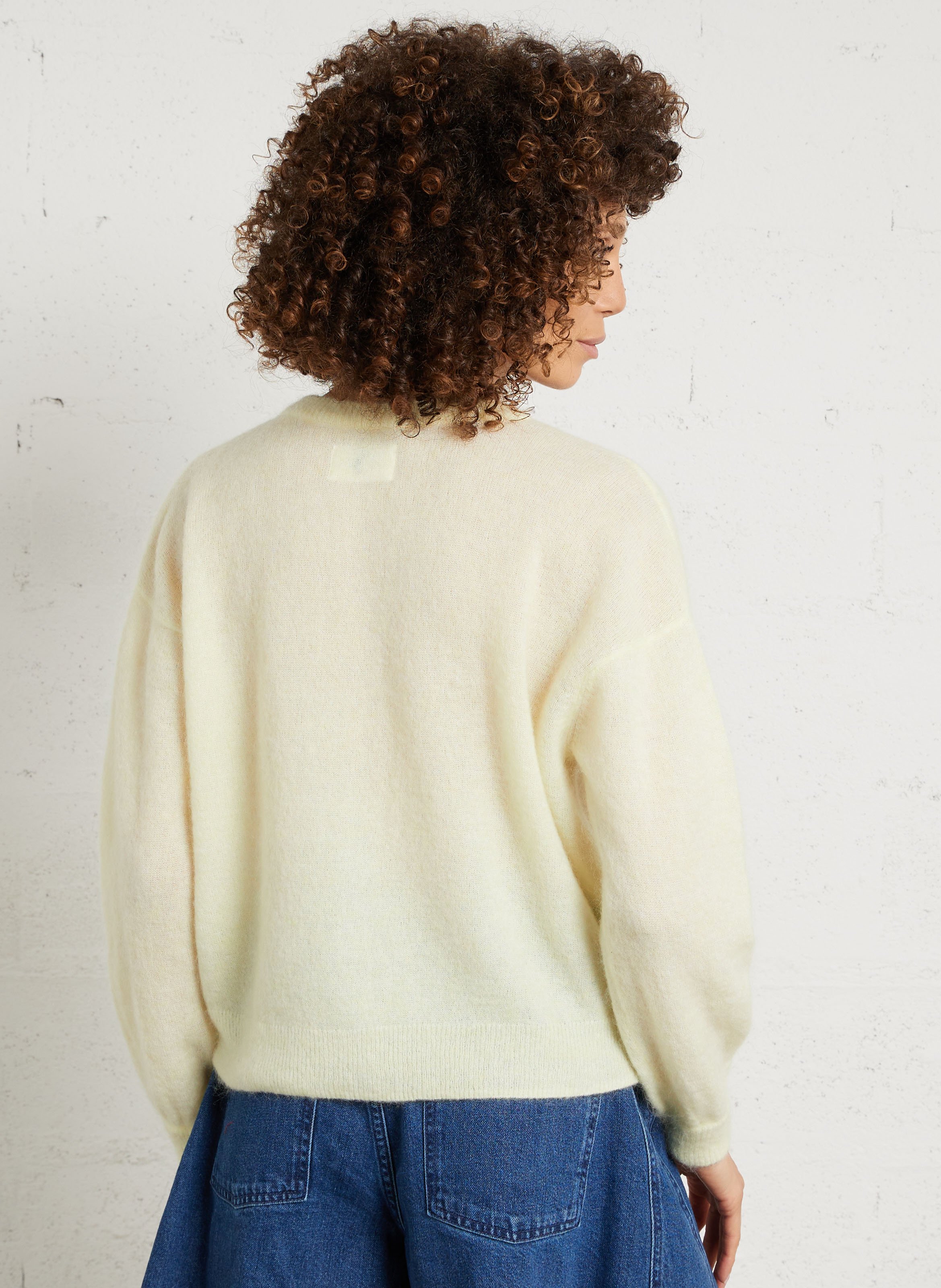 Gilet ample col rond en mohair mélangé DES PETITS HAUTS Vert