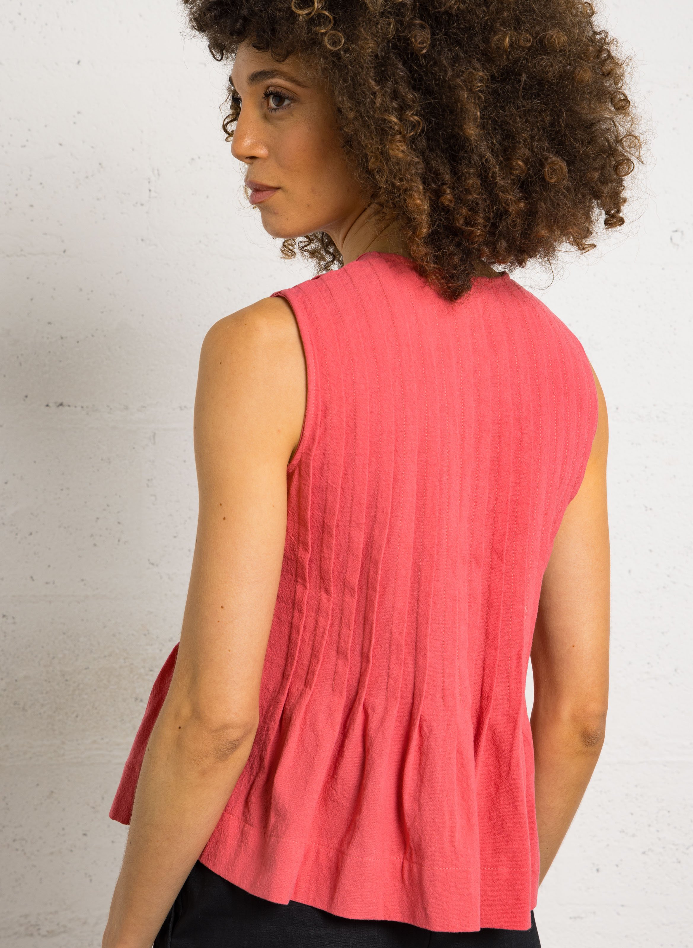 Top sans manches plissé THE KORNER Rose