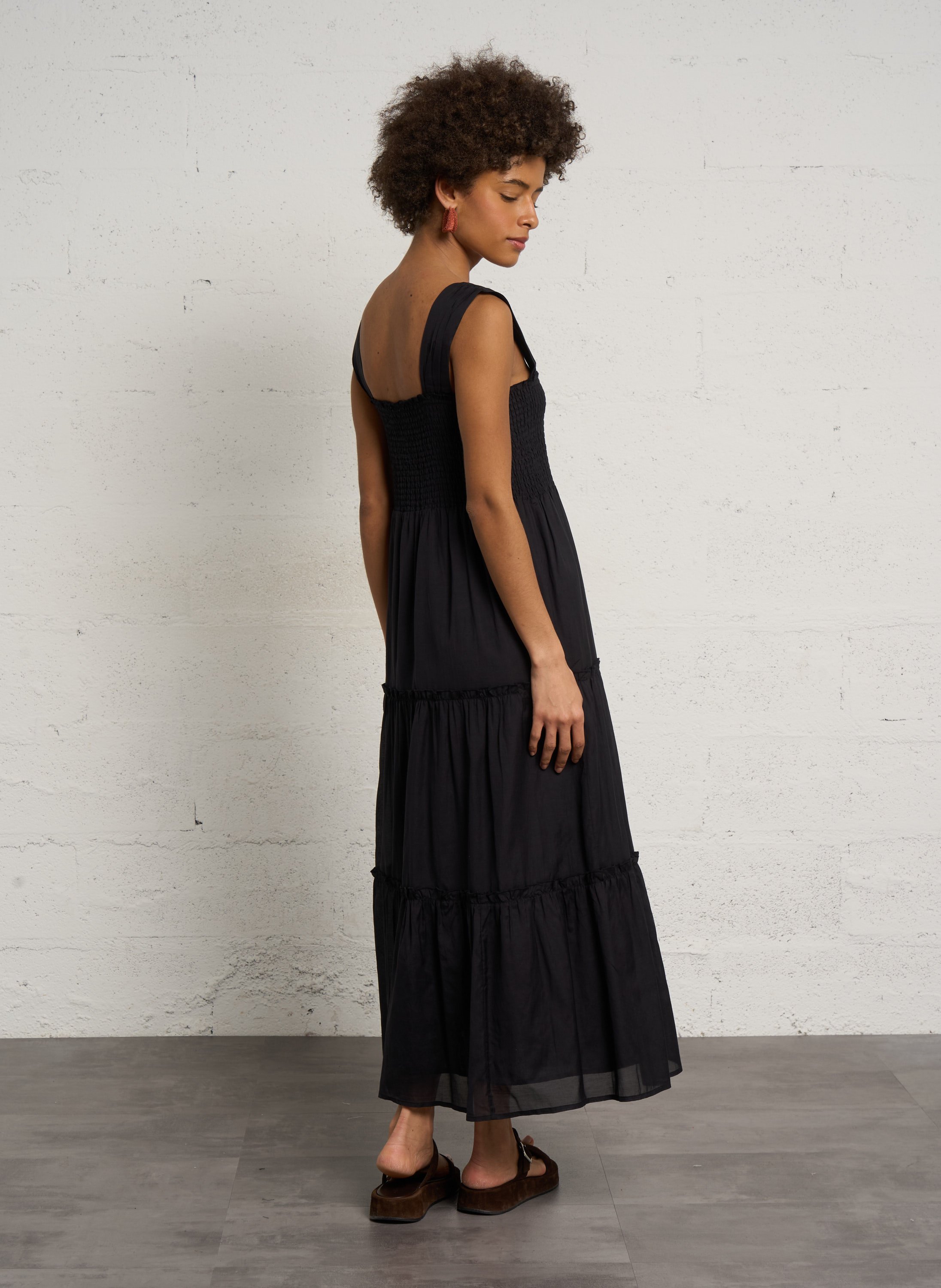 Langes Kleid mit Volants PETITE MENDIGOTE Schwarz