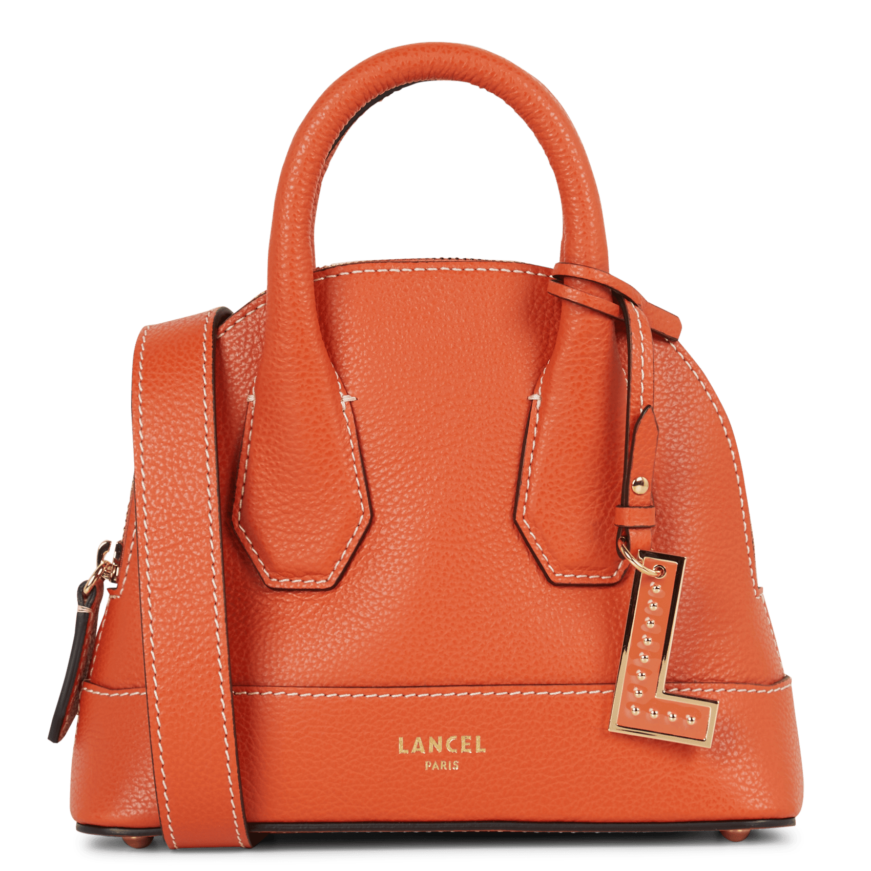 Kleine unifarbene Umhängetasche aus genarbtem Leder LANCEL