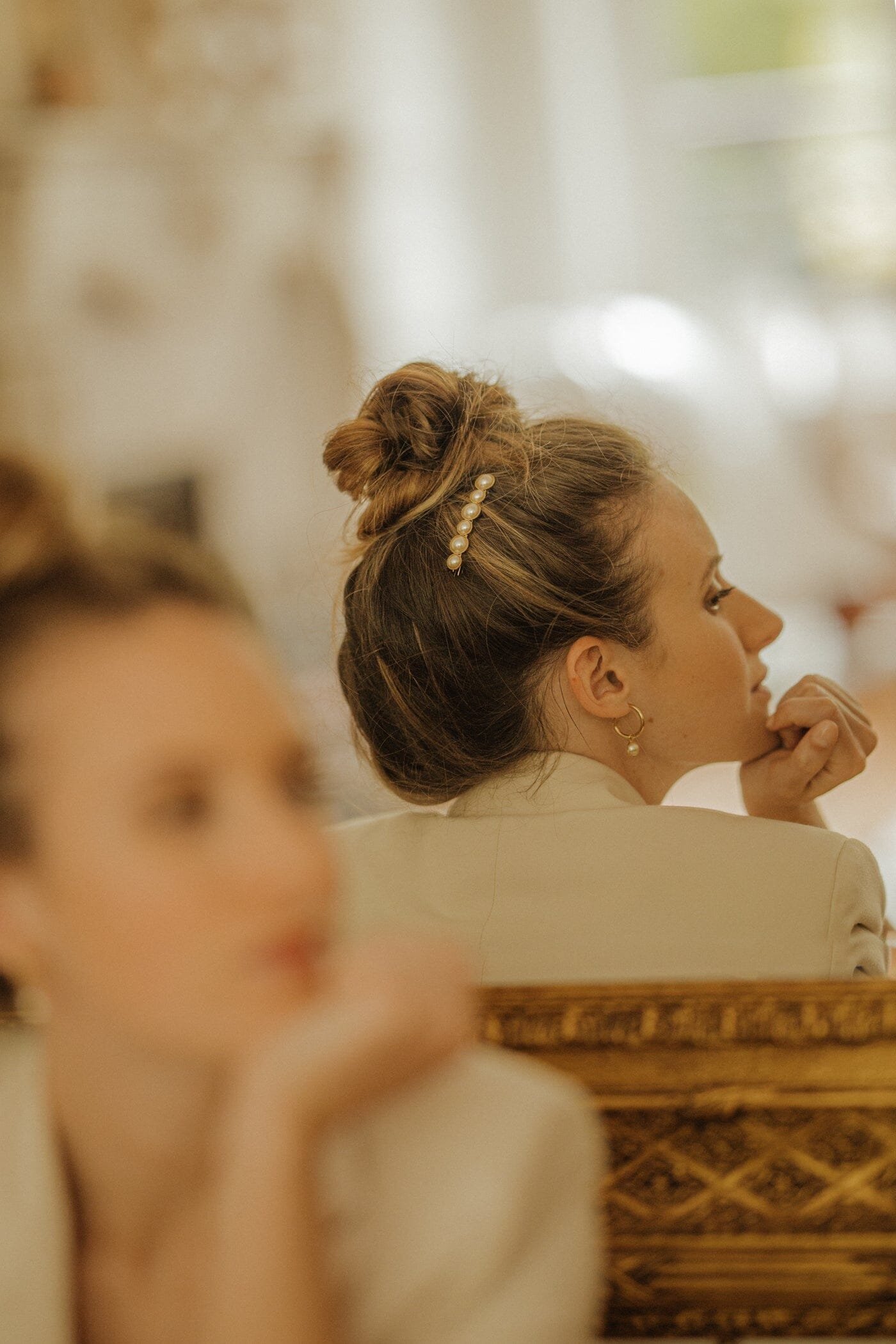 Mini gold-plated pearl hair clip MONSIEUR SIMONE Silver