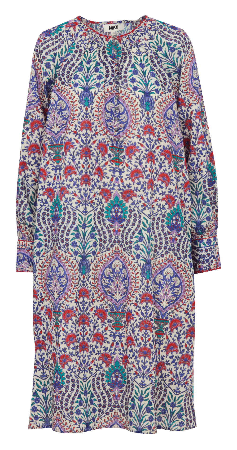 Halflange, wijde jurk met print MKT Beige