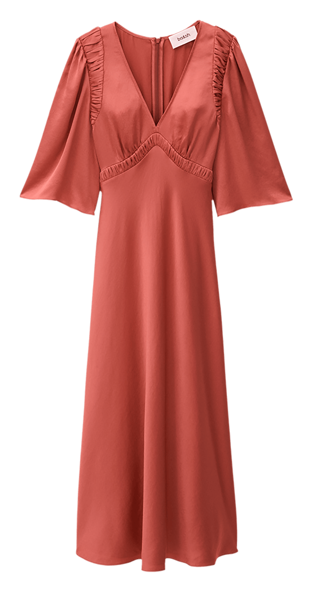 Midi satijnen jurk met V-hals BA&SH Roze