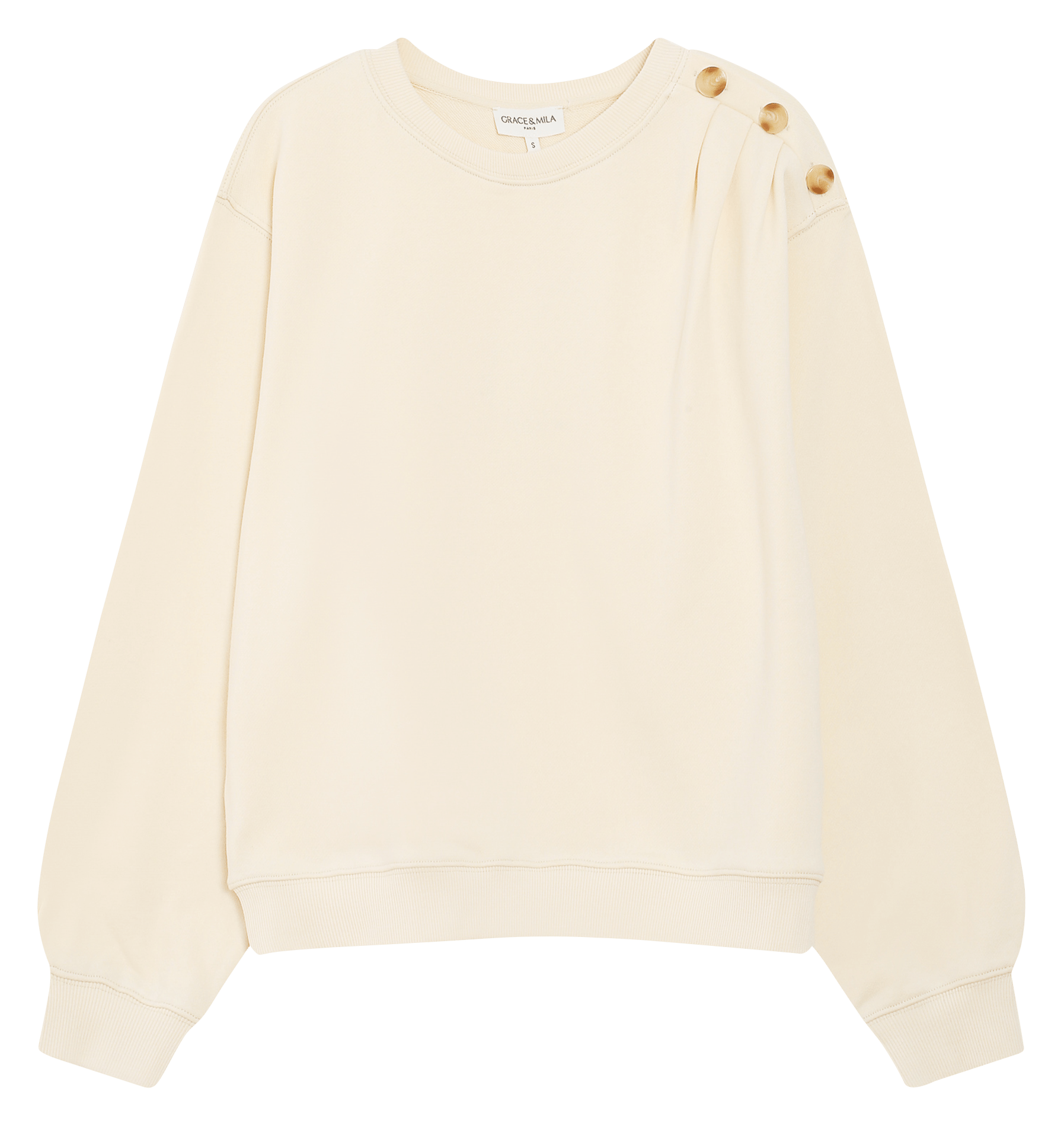 Pull col rond  en coton Jaune