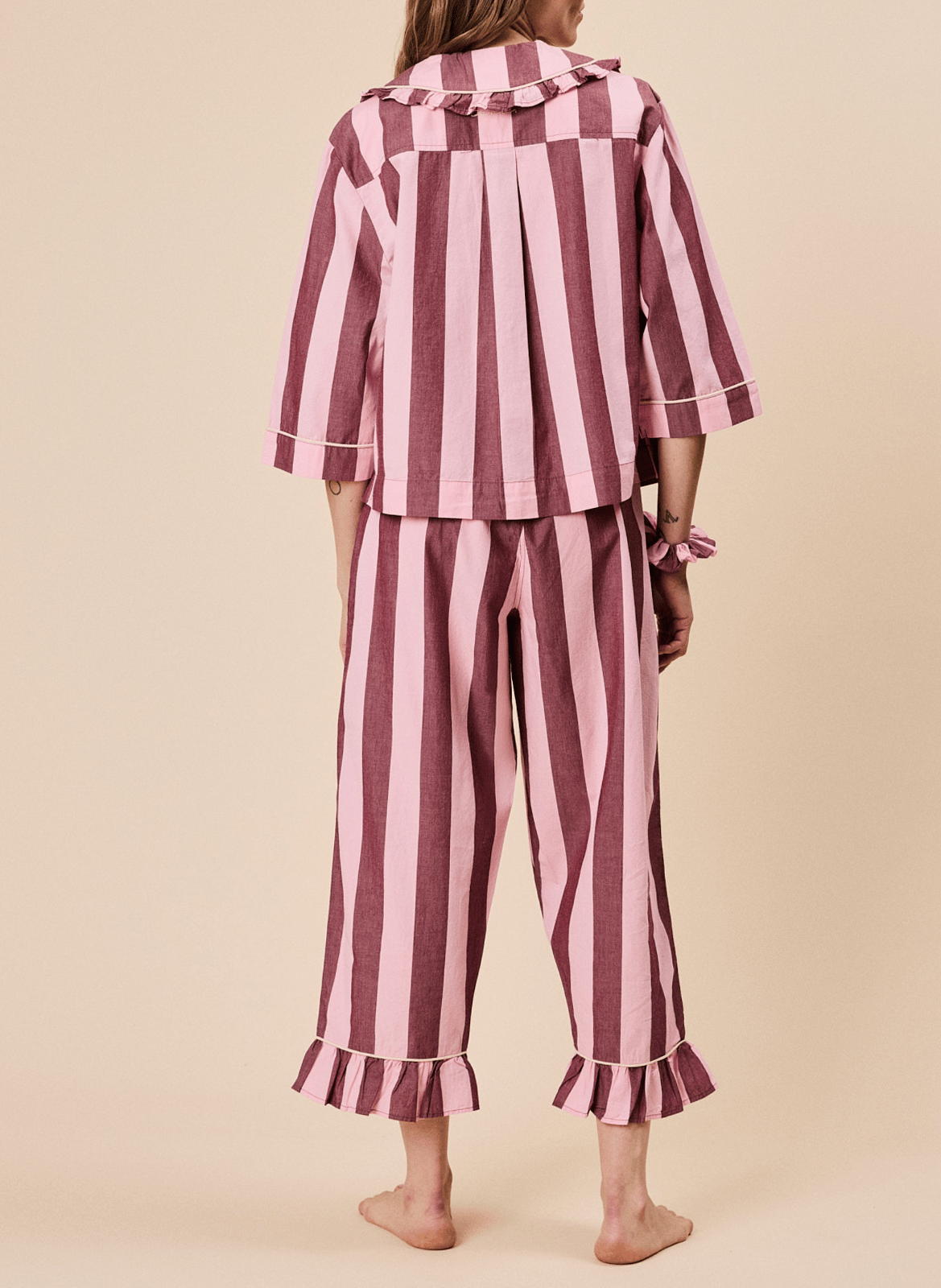 Pyjama-Set aus gestreifter Baumwolle TBCO Rosa