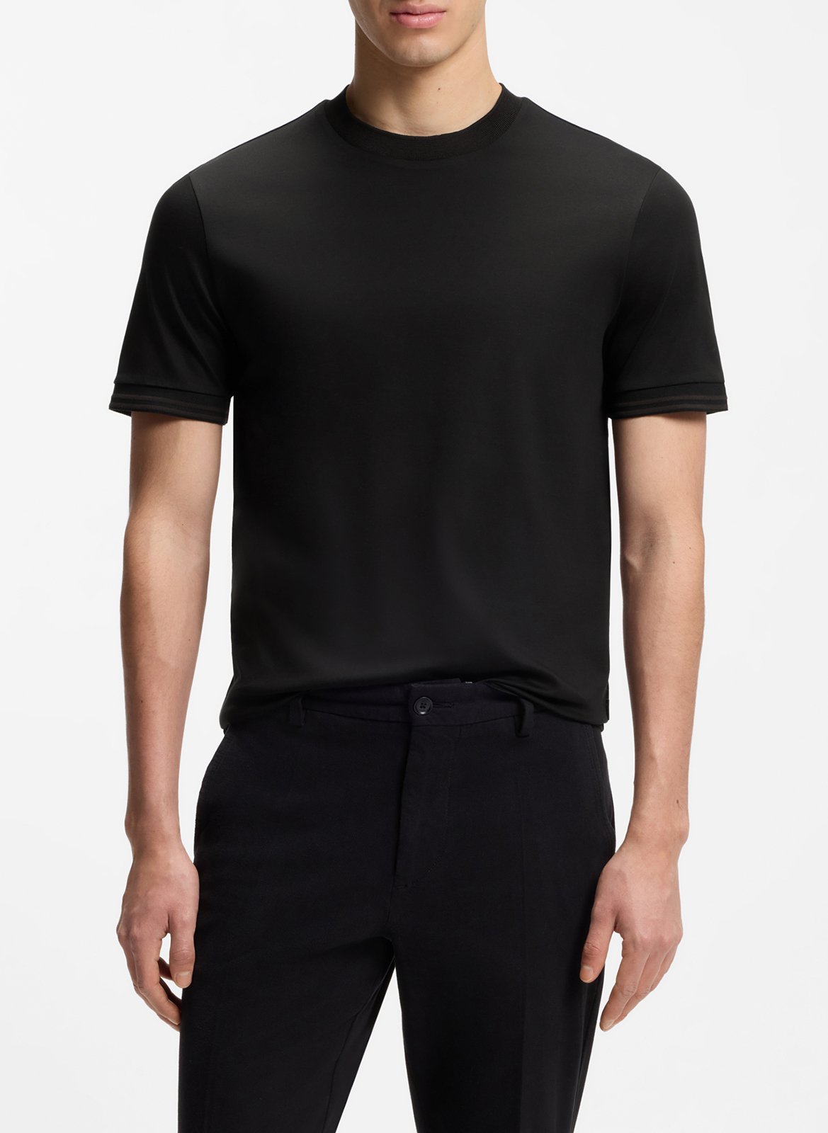Tee-shirt droit col rond en coton BOSS