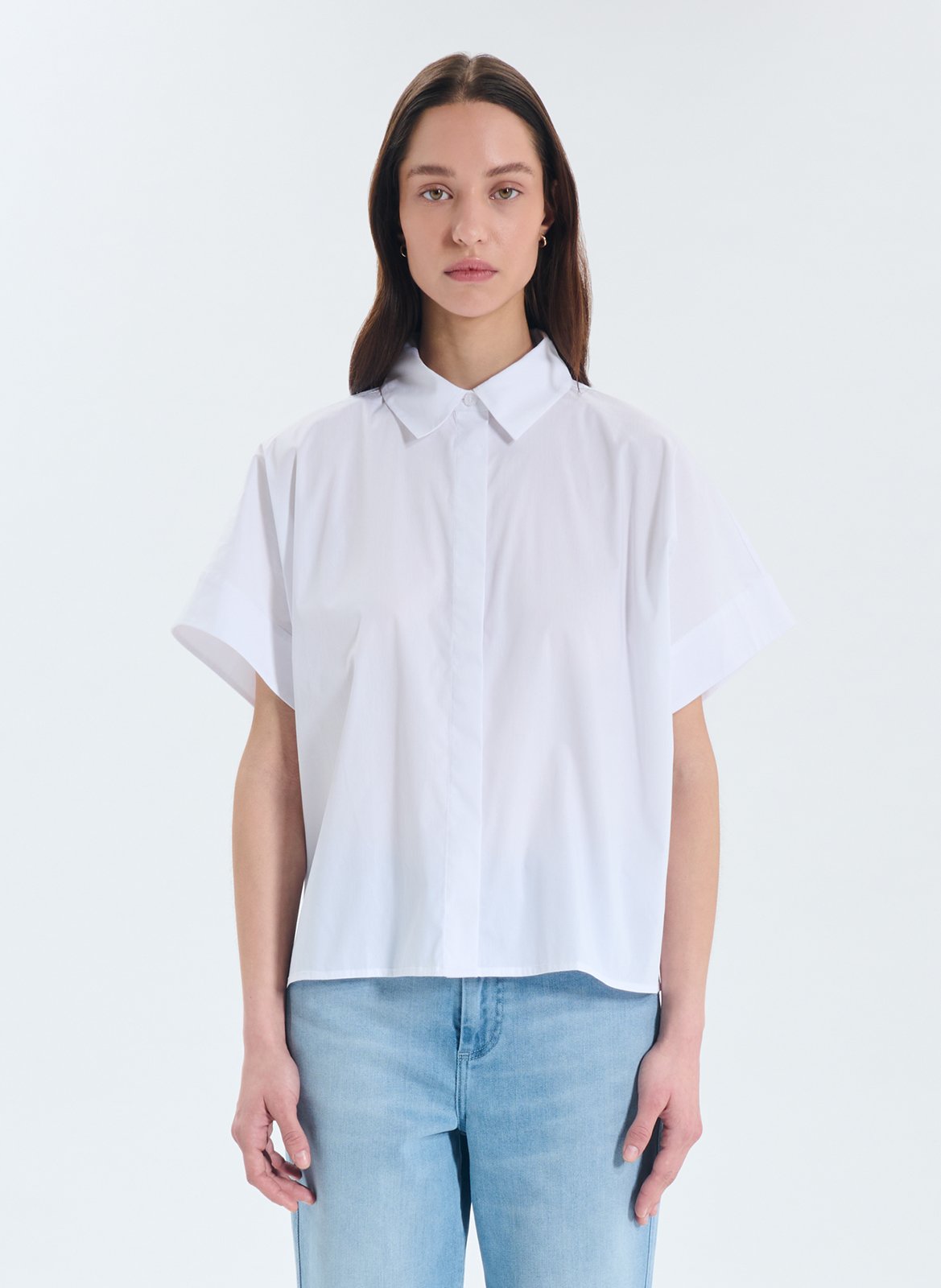 Cotton and linen shirt with classic collar ZAPA White