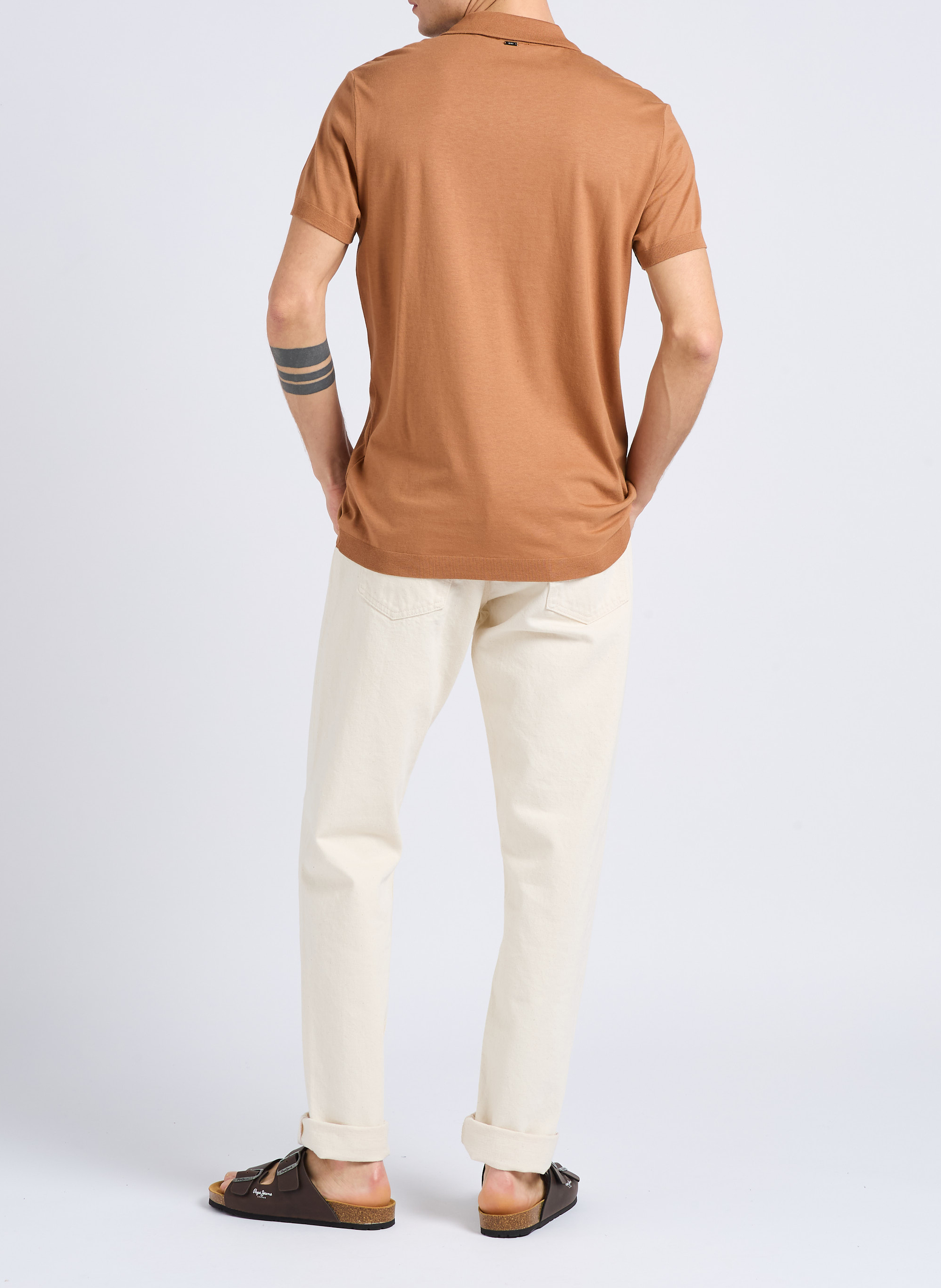 Tapered cotton dot effect regular-fit jeans EDWIN Beige
