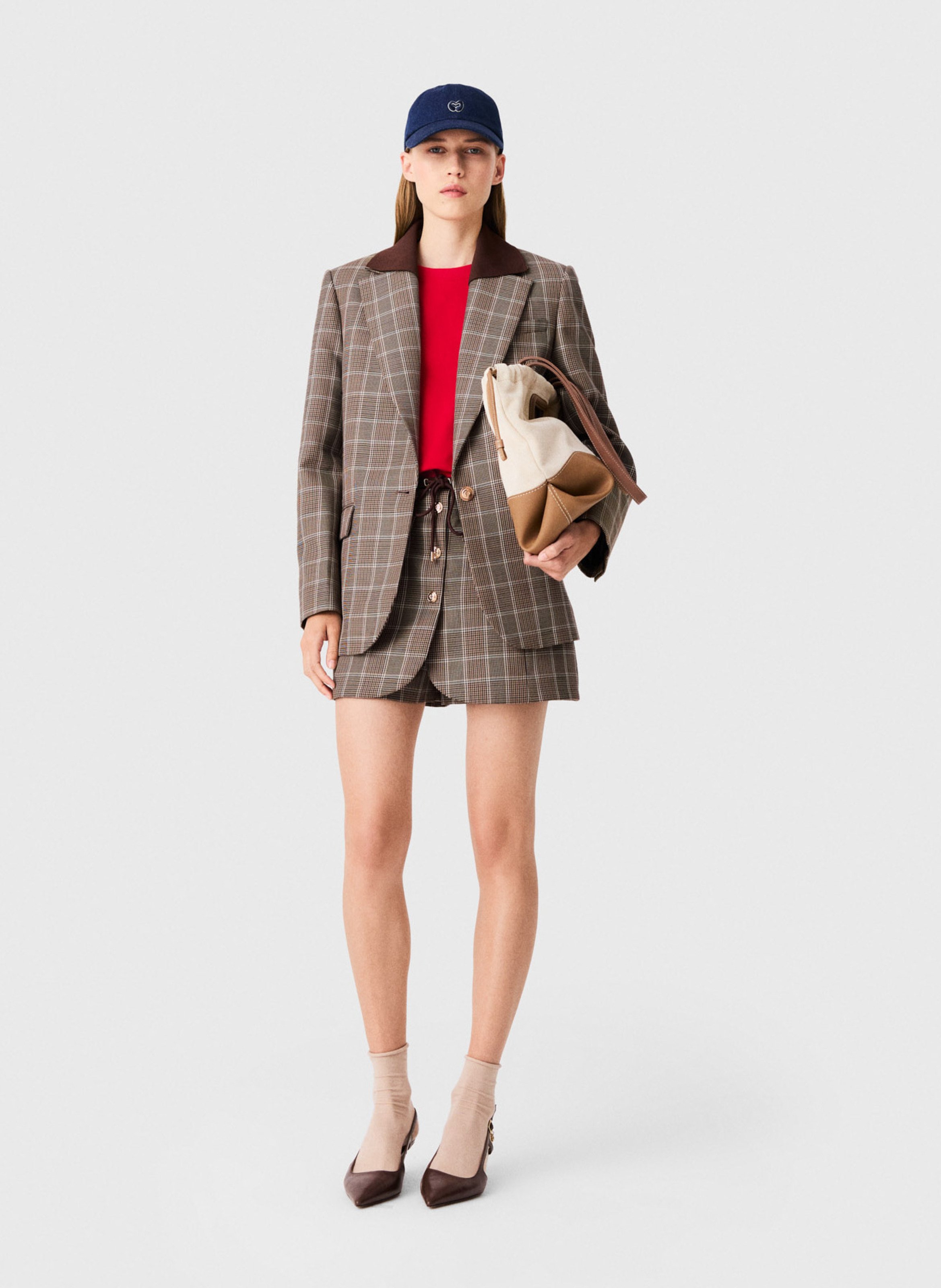 Fitted wool-blend suit jacket MAJE Brown