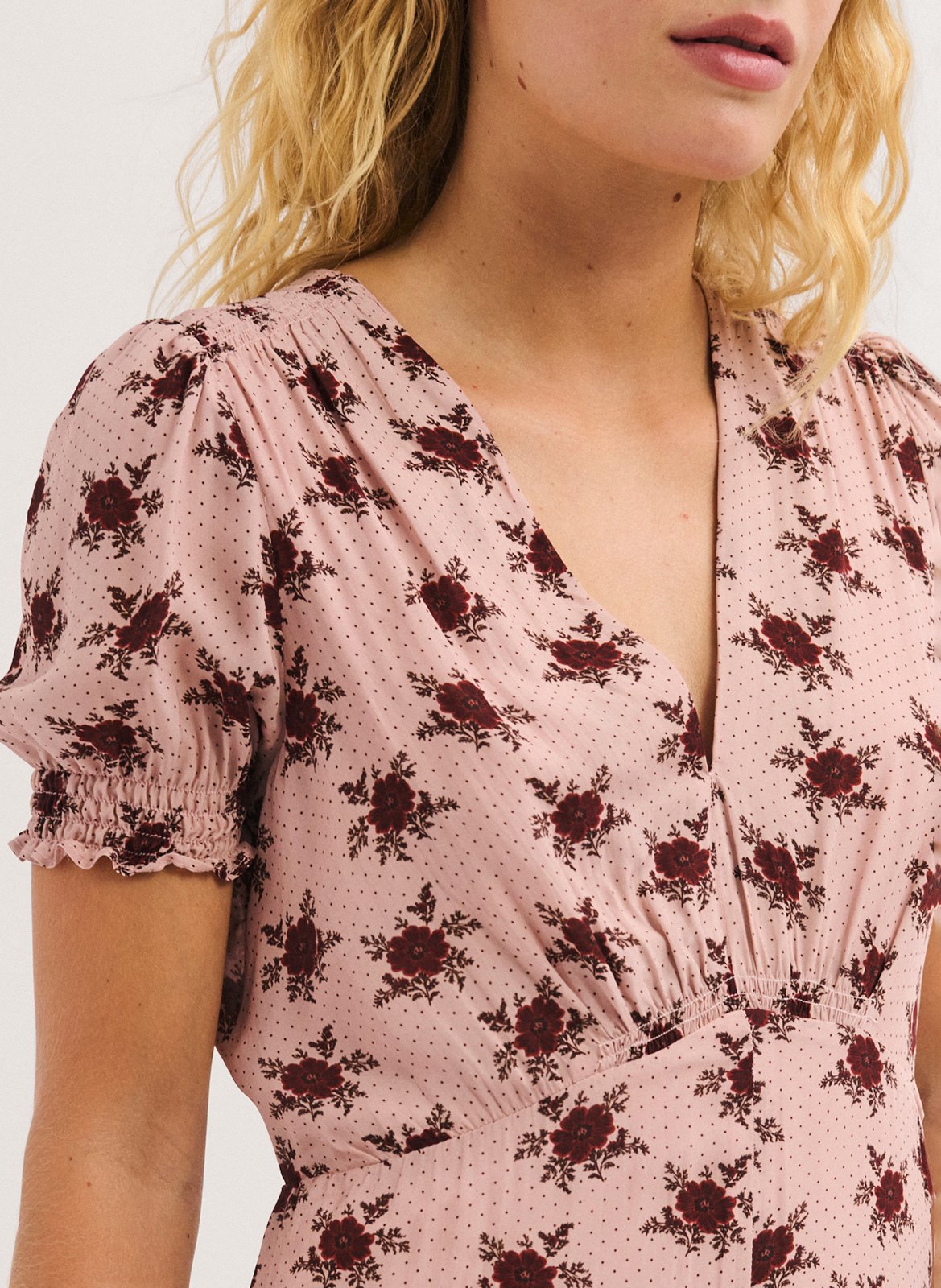 Printed V-neck midi dress PABLO Pink