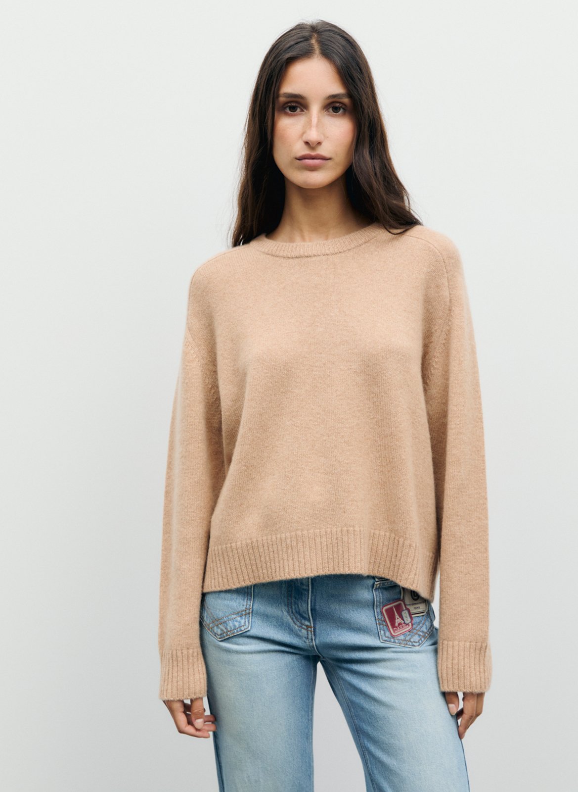 Oversized round neck cashmere sweater GERARD DAREL Brown
